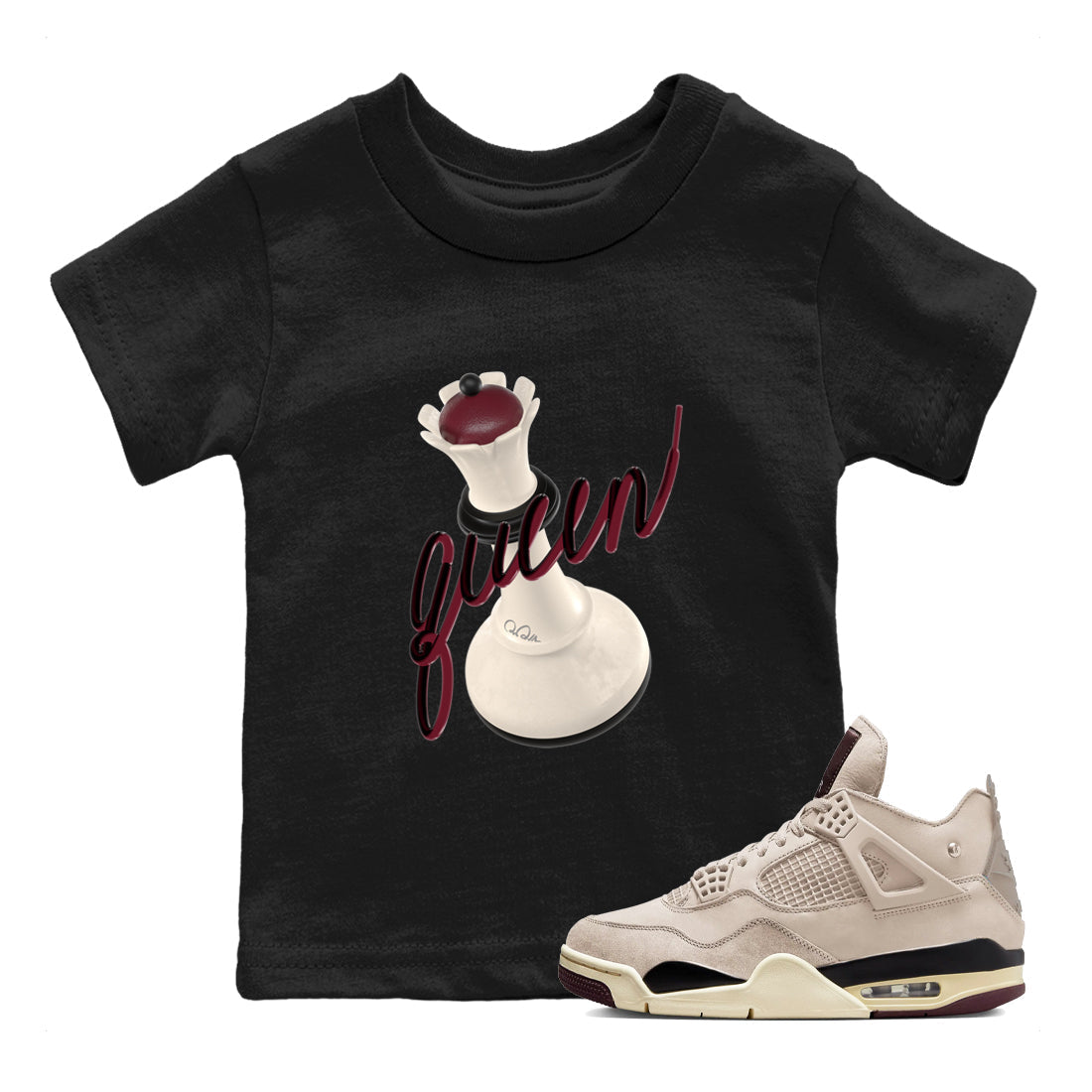 3D Queen snkmatch Tees Kids - Air Jordan 4 A Ma Maniere x Fossil Stone