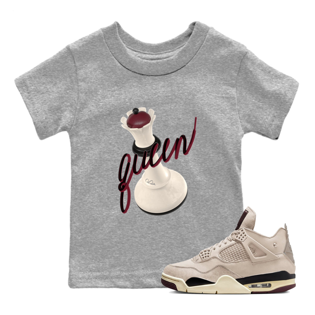 3D Queen snkmatch Tees Kids - Air Jordan 4 A Ma Maniere x Fossil Stone