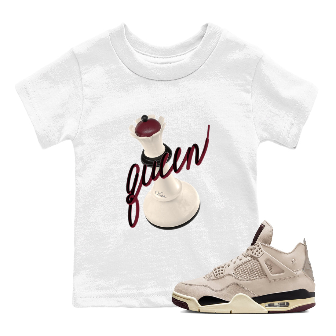 3D Queen snkmatch Tees Kids - Air Jordan 4 A Ma Maniere x Fossil Stone
