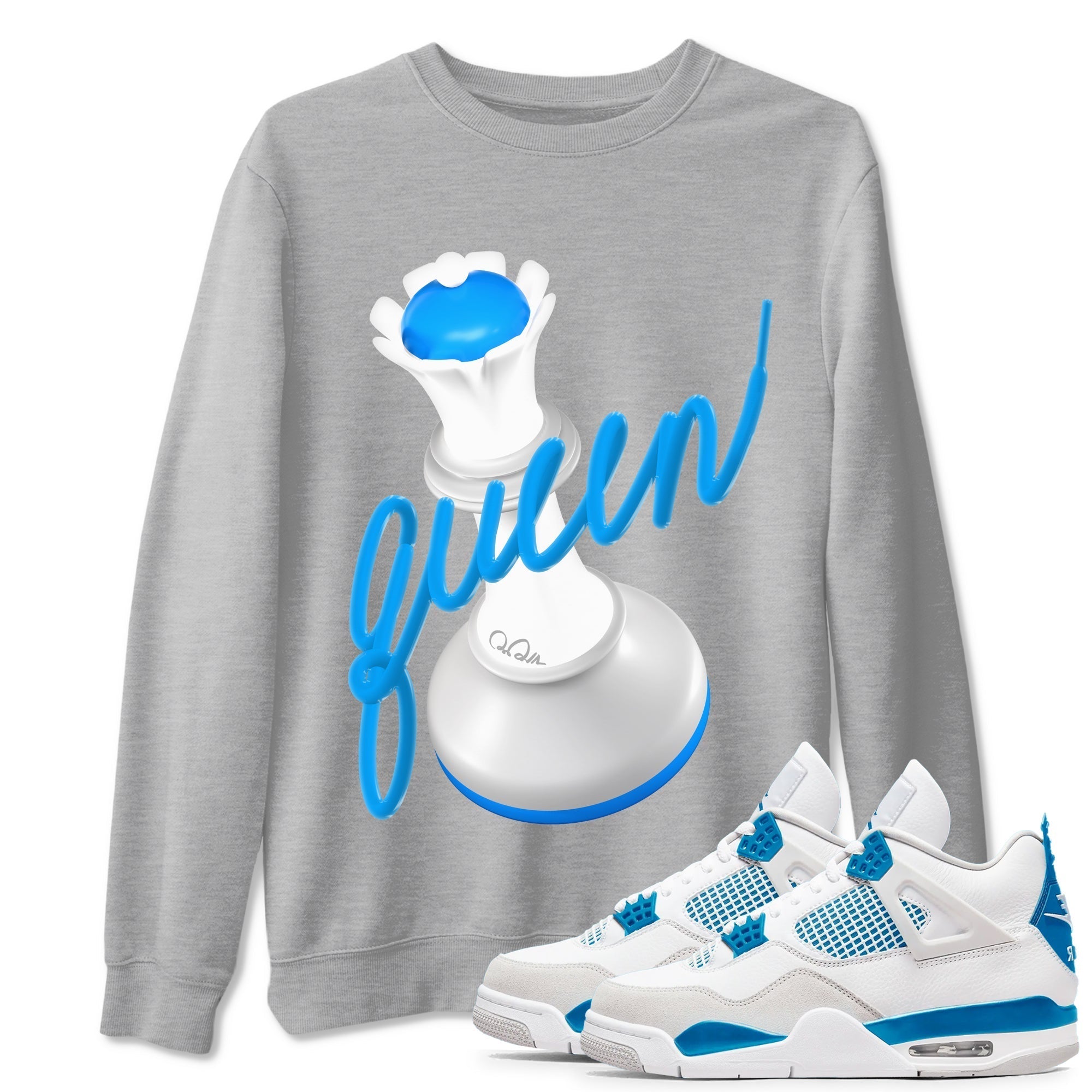 3D Queen snkmatch Tees - Air Jordan 4 Military Blue