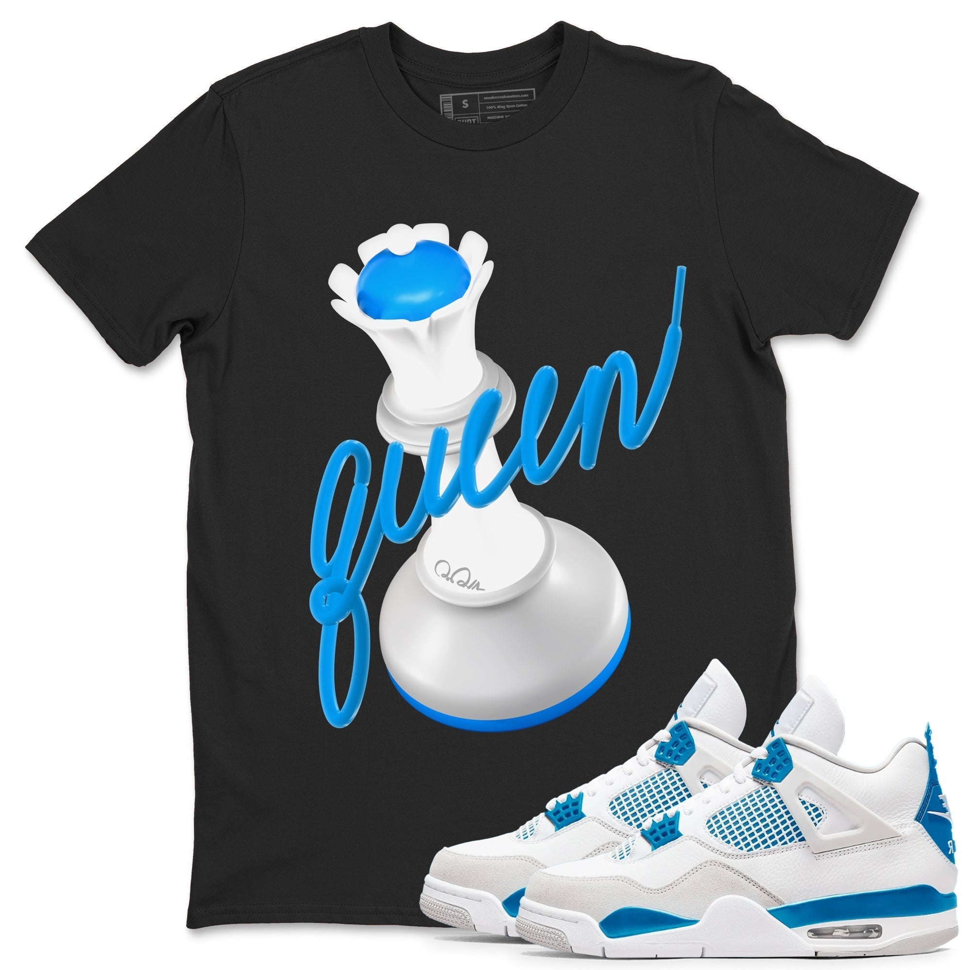 3D Queen snkmatch Tees - Air Jordan 4 Military Blue