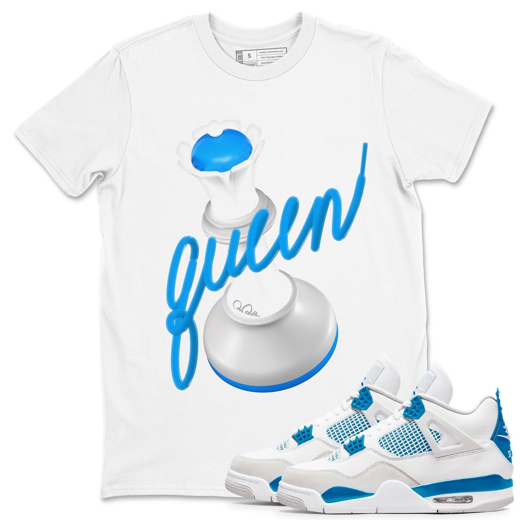 3D Queen snkmatch Tees - Air Jordan 4 Military Blue