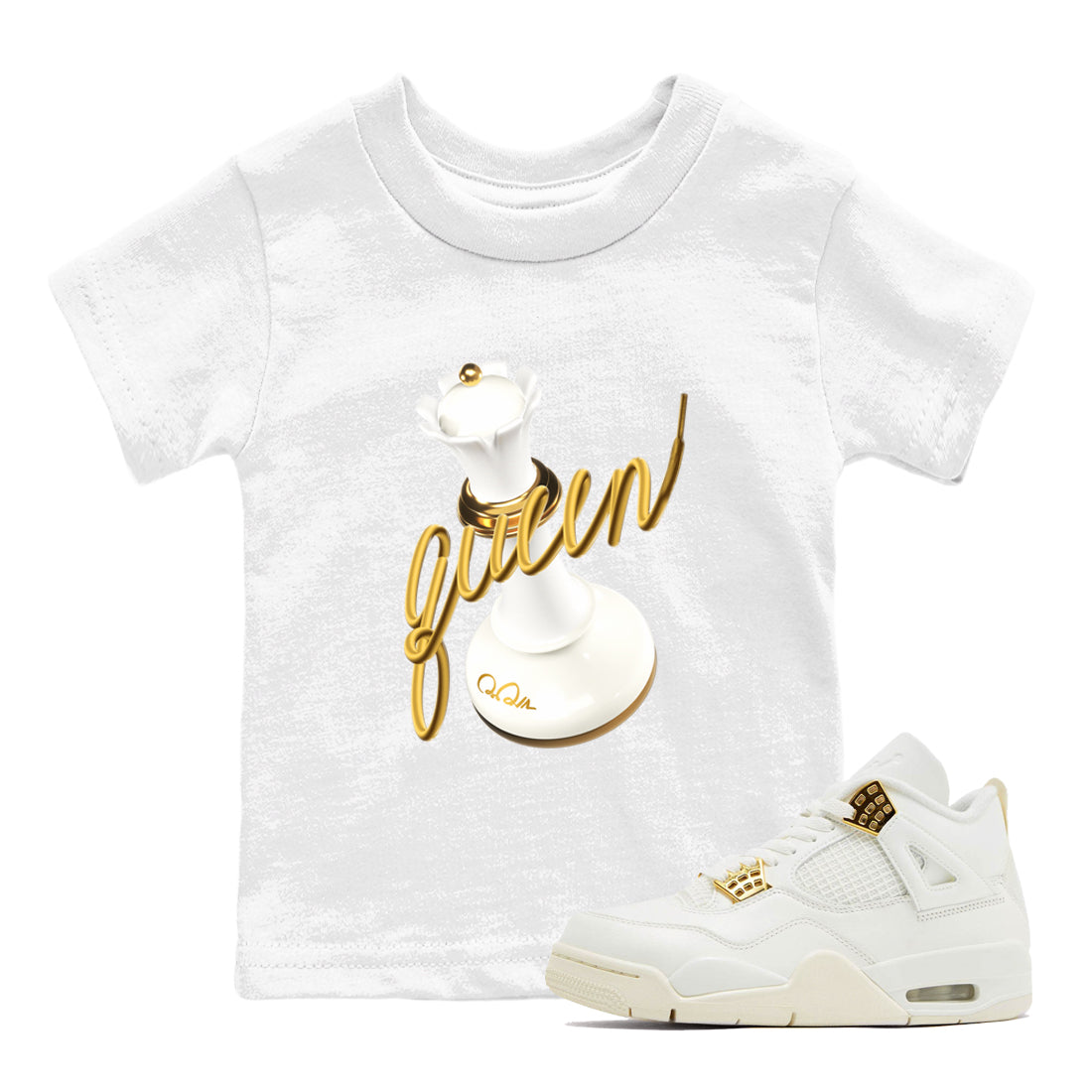 3D Queen snkmatch Tees Kids - Air Jordan 4 Sail 2024