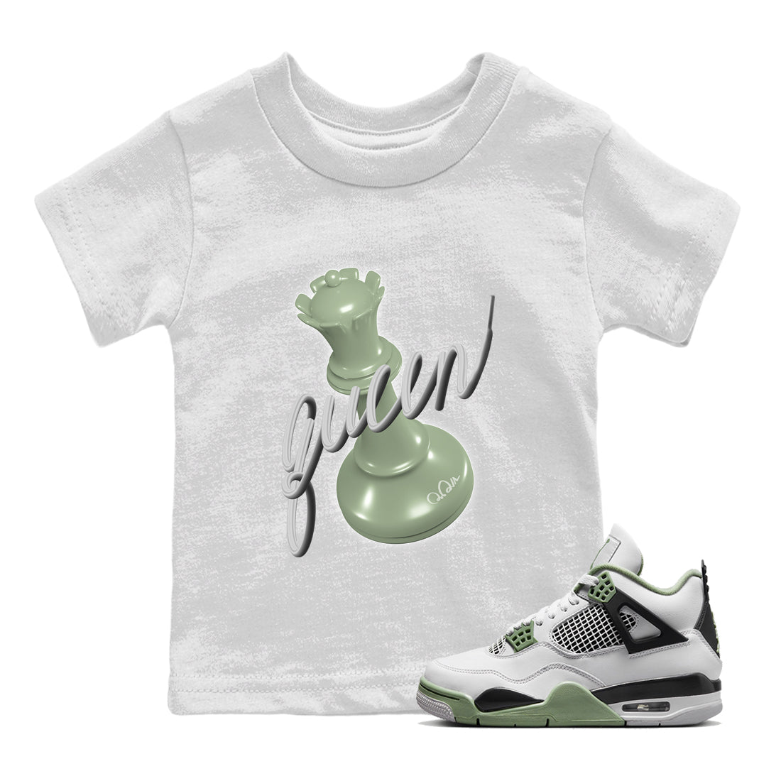 3D Queen Kids Tops - Air Jordan 4 Seafoam