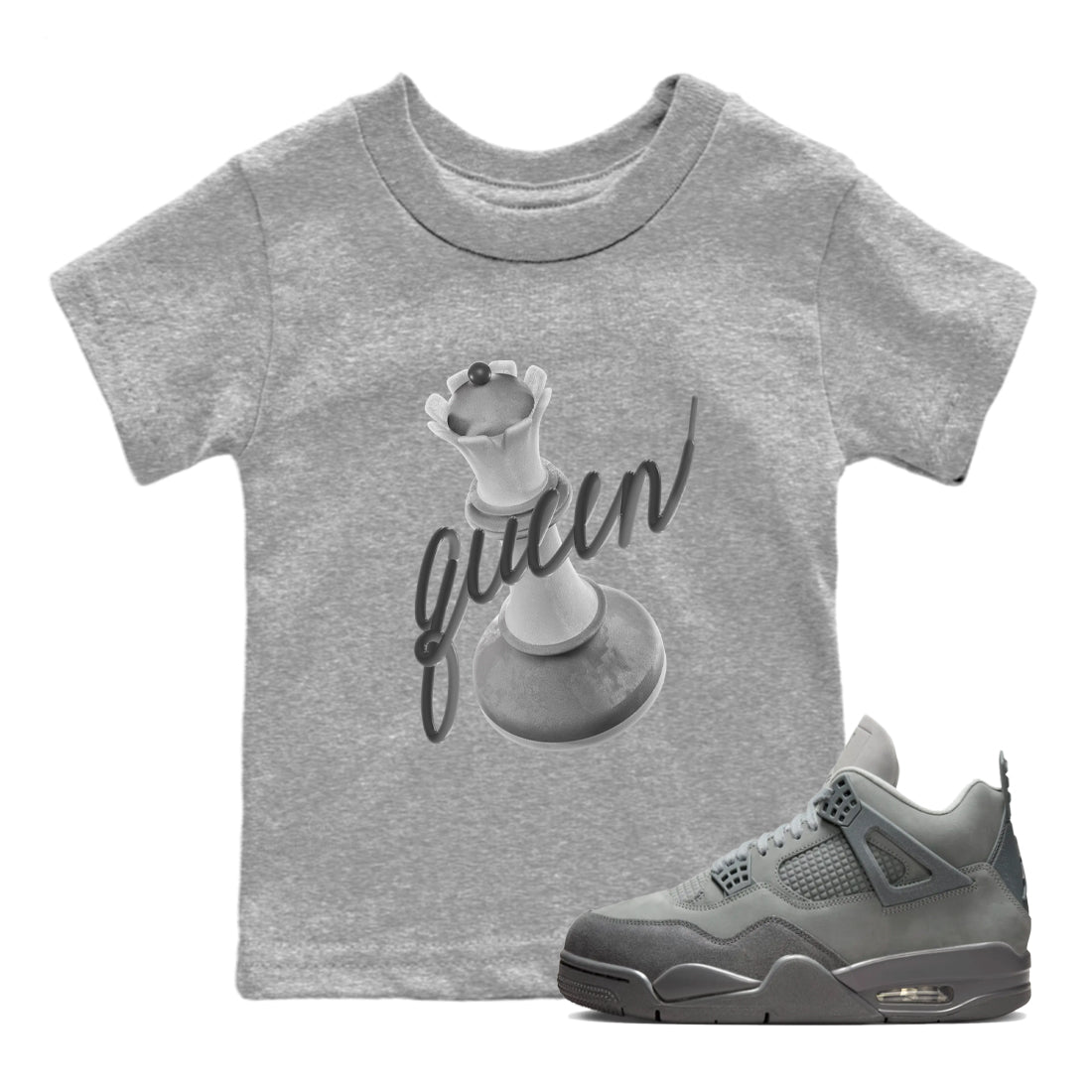 3D Queen snkmatch Tees Kids - Air Jordan 4 Wet Cement