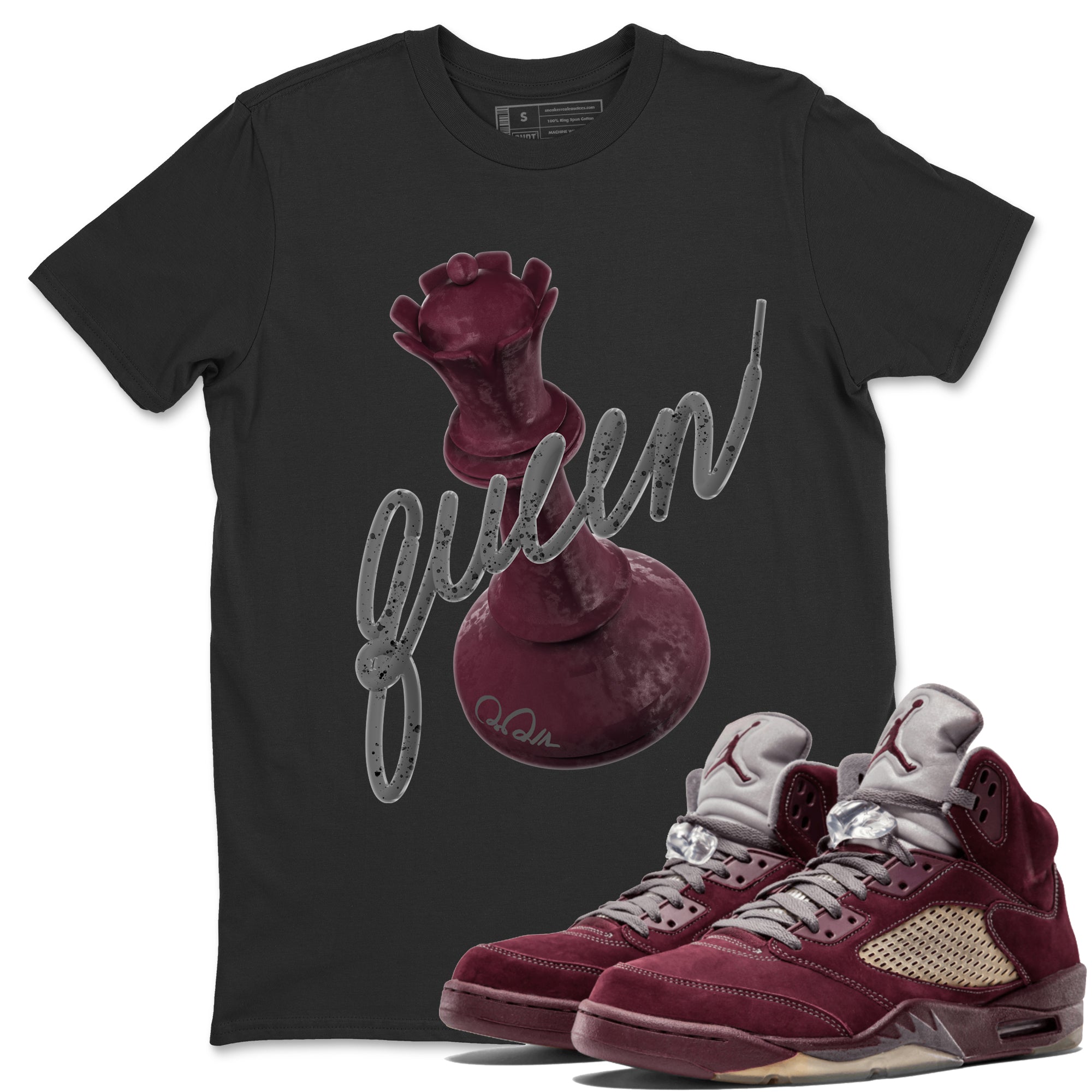 3D Queen Unisex Tops - Air Jordan 5 Burgundy
