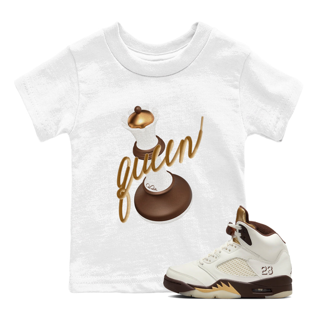 3D Queen snkmatch Tees Kids - Air Jordan 5 Golden Ticket