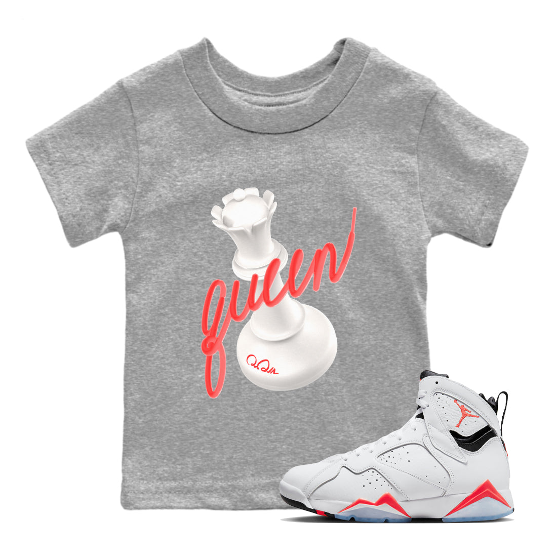3D Queen Kids Tops - Air Jordan 7 White Infrared