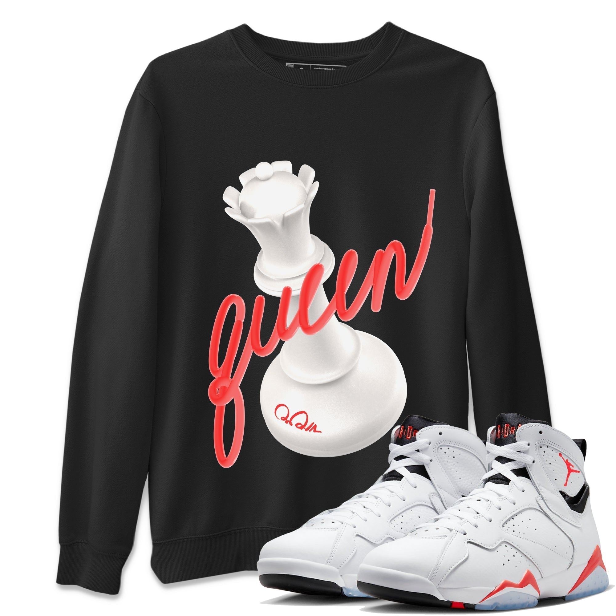 3D Queen Unisex Tops - Air Jordan 7 White Infrared