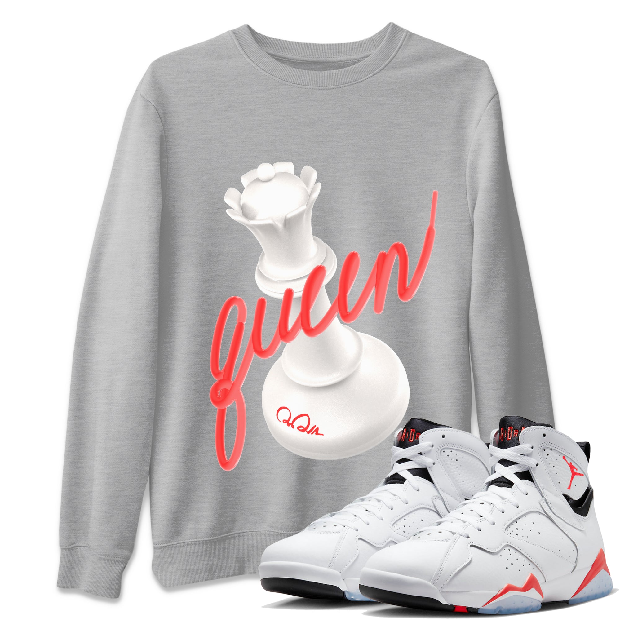 3D Queen Unisex Tops - Air Jordan 7 White Infrared