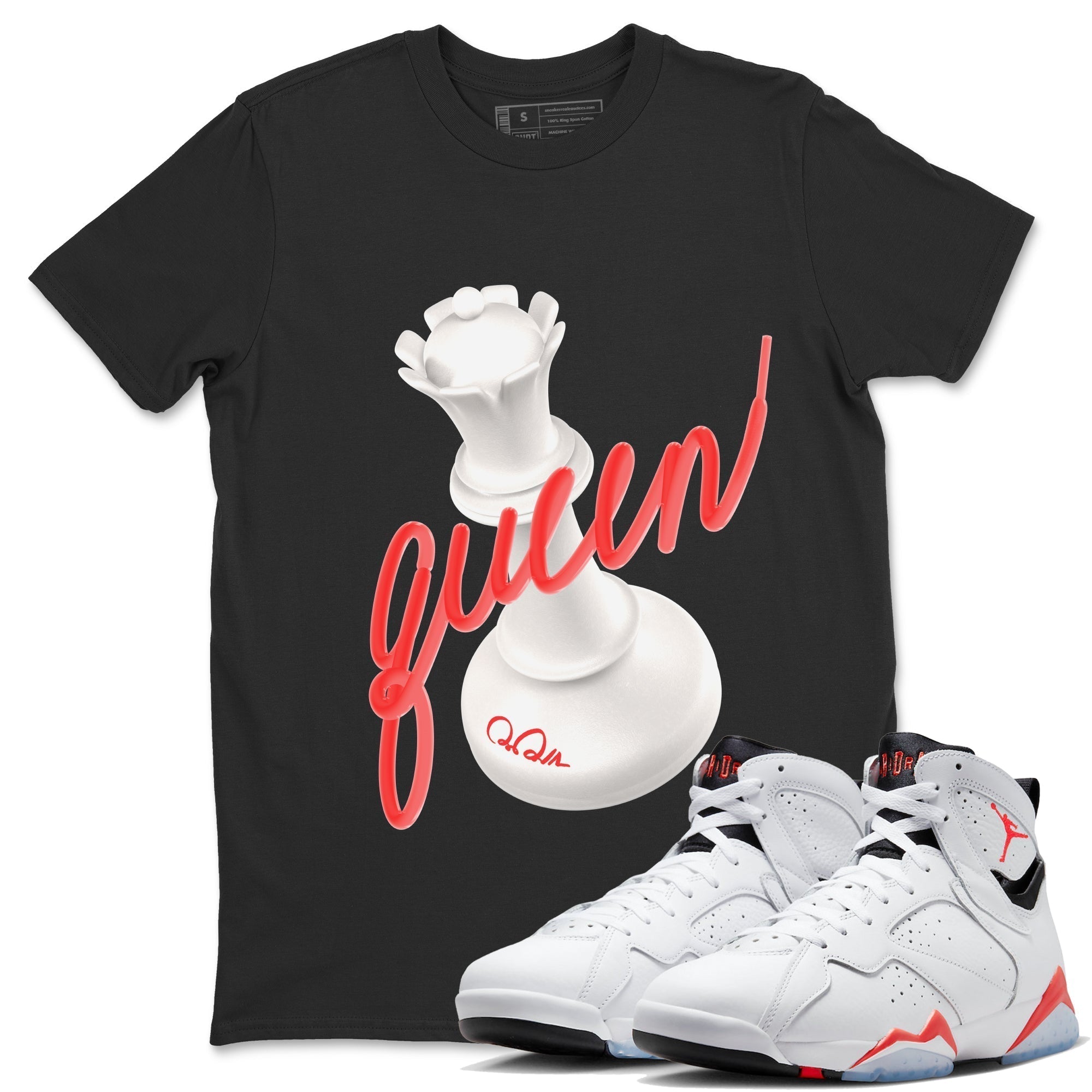 3D Queen Unisex Tops - Air Jordan 7 White Infrared