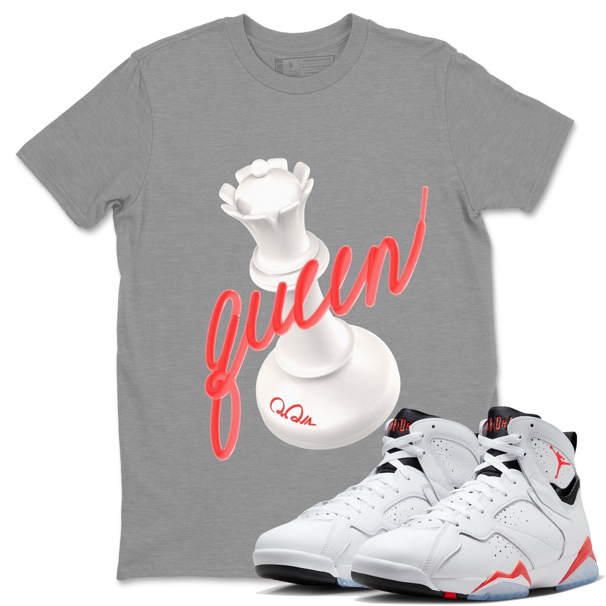 3D Queen Unisex Tops - Air Jordan 7 White Infrared