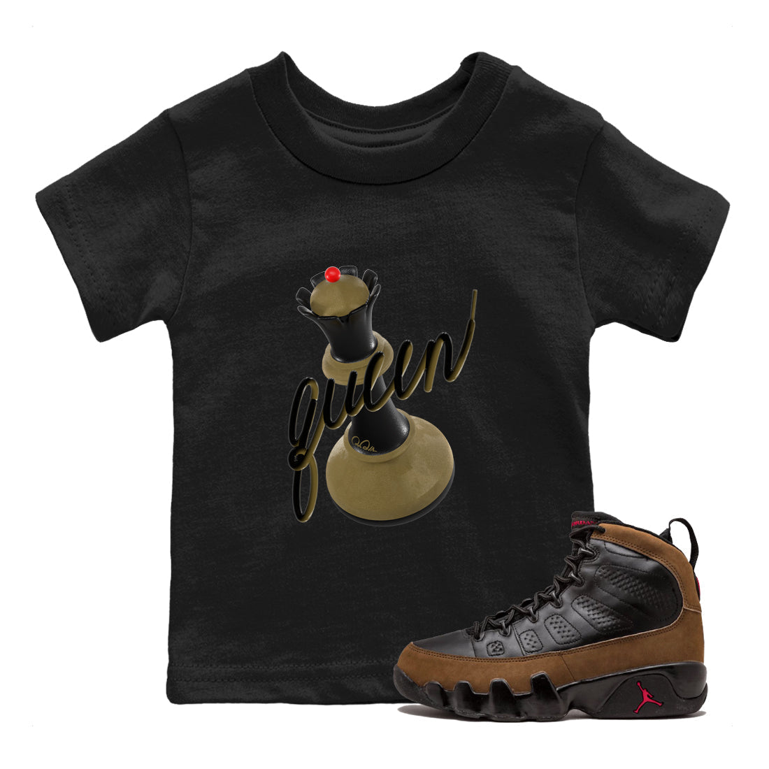 3D Queen snkmatch Tees Kids - Air Jordan 9 Olive