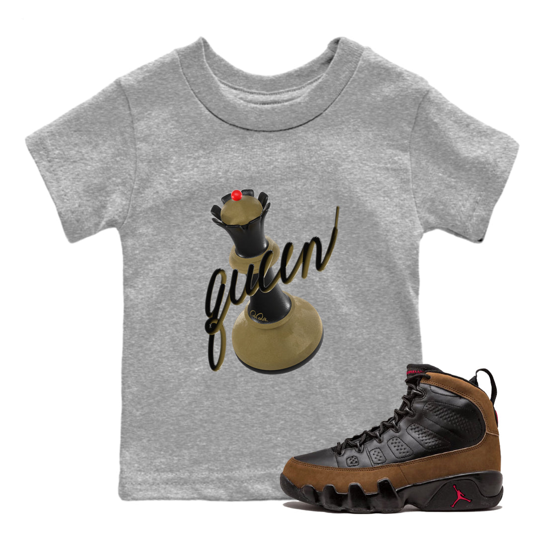 3D Queen snkmatch Tees Kids - Air Jordan 9 Olive
