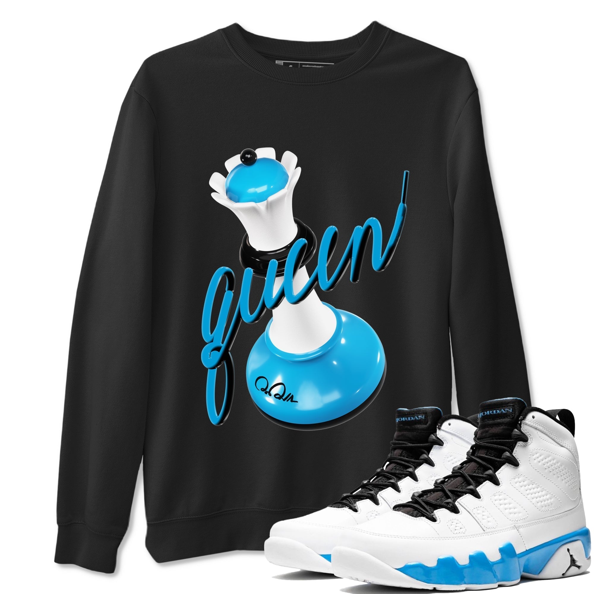 3D Queen snkmatch Tees - Air Jordan 9 Powder Blue