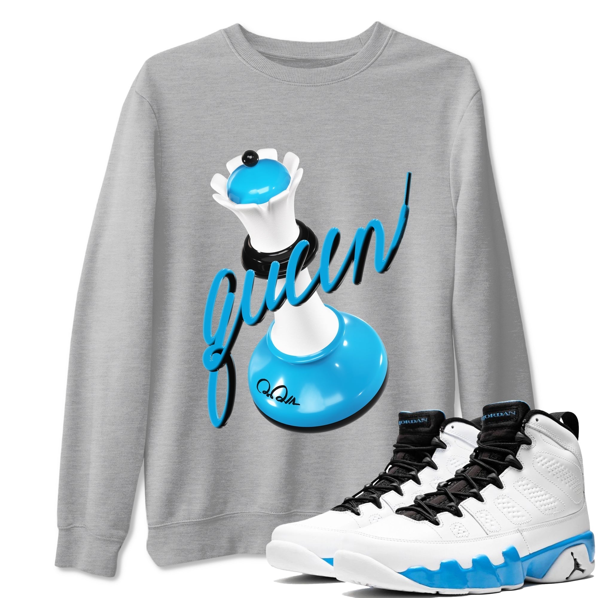 3D Queen snkmatch Tees - Air Jordan 9 Powder Blue