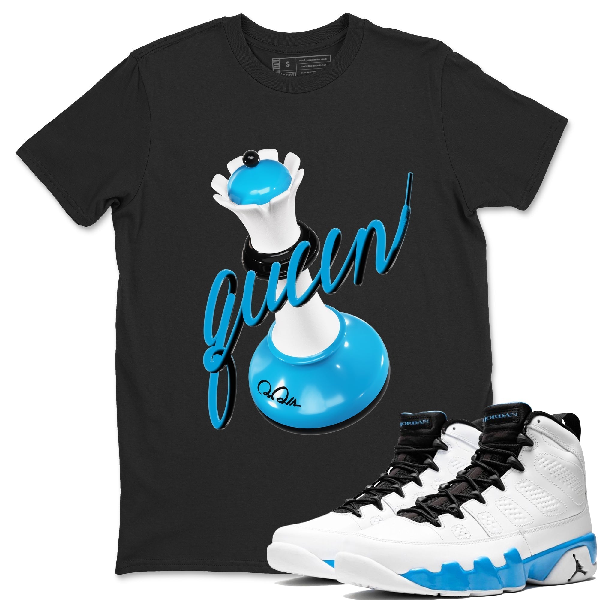 3D Queen snkmatch Tees - Air Jordan 9 Powder Blue