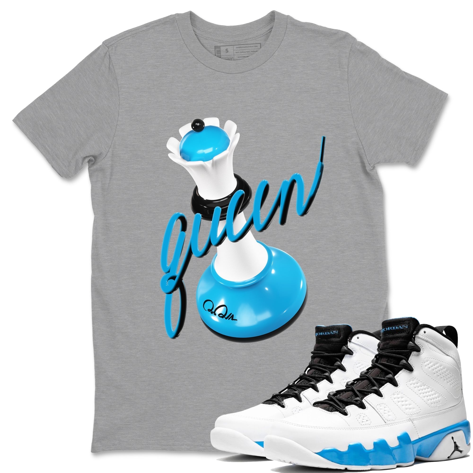 3D Queen snkmatch Tees - Air Jordan 9 Powder Blue