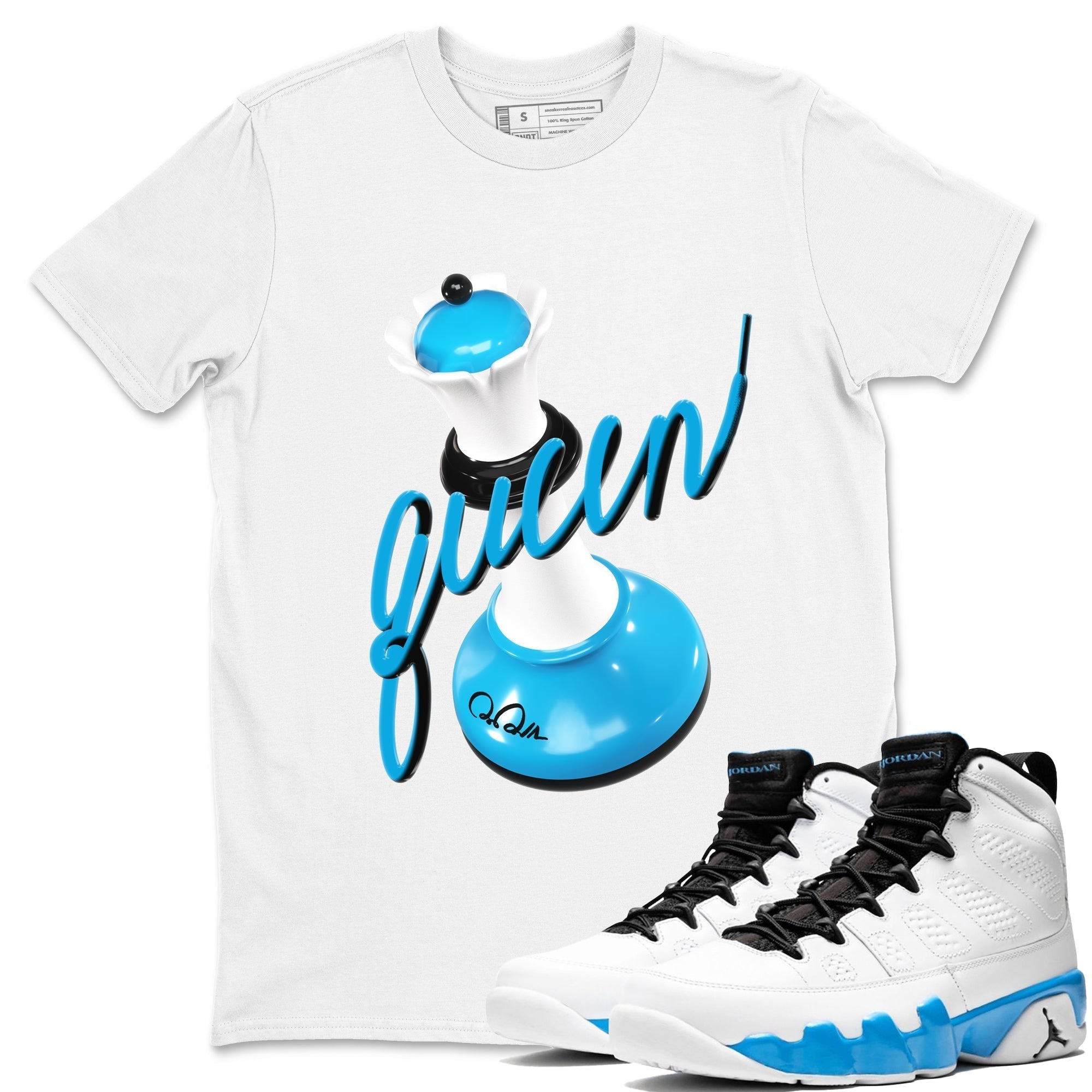 3D Queen snkmatch Tees - Air Jordan 9 Powder Blue
