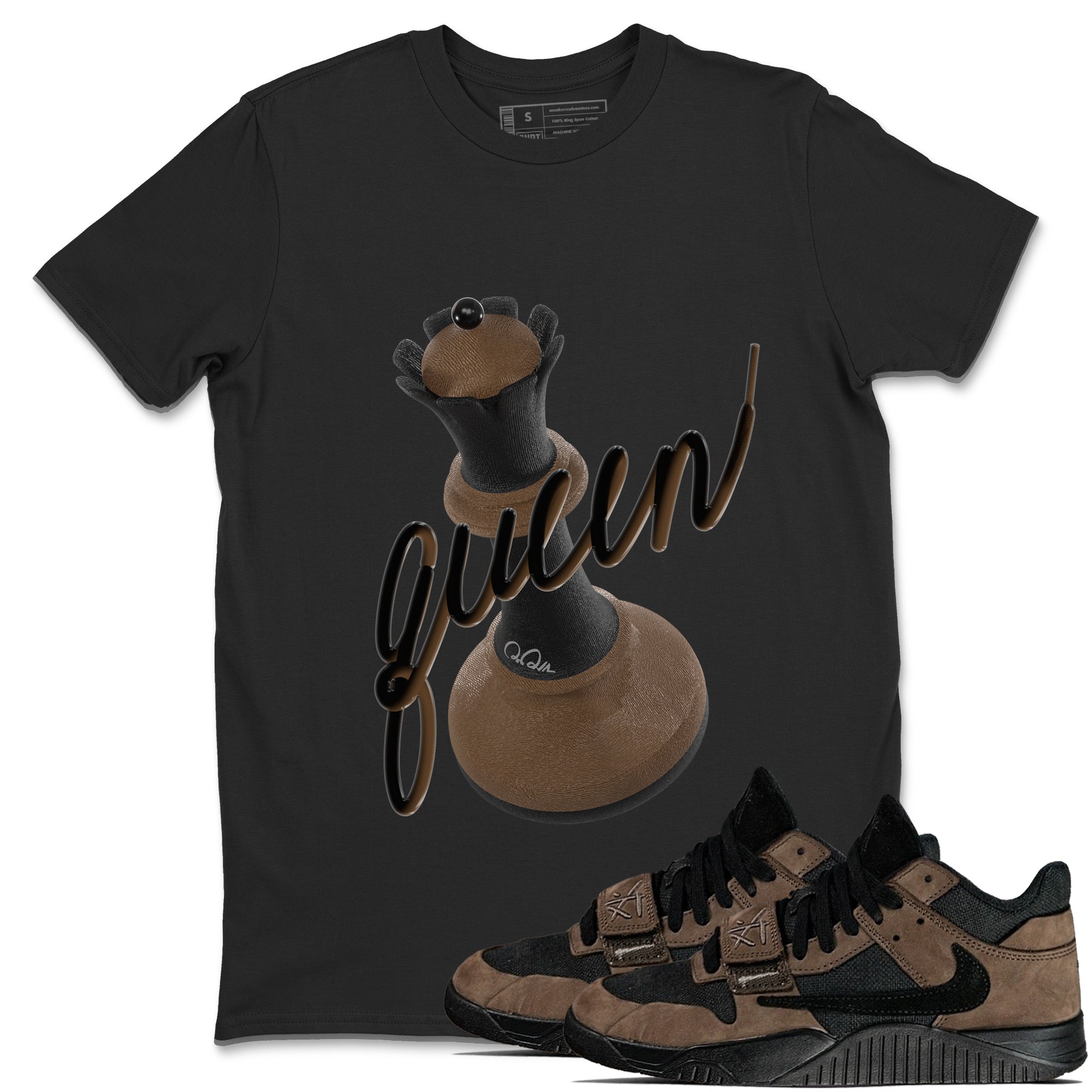 3D Queen snkmatch Tees - Jordan Jumpman Jack Travis Scott Dark Mocha