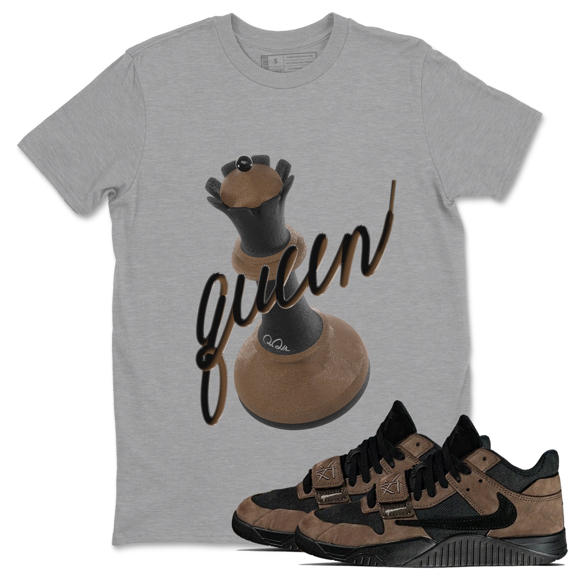 3D Queen snkmatch Tees - Jordan Jumpman Jack Travis Scott Dark Mocha