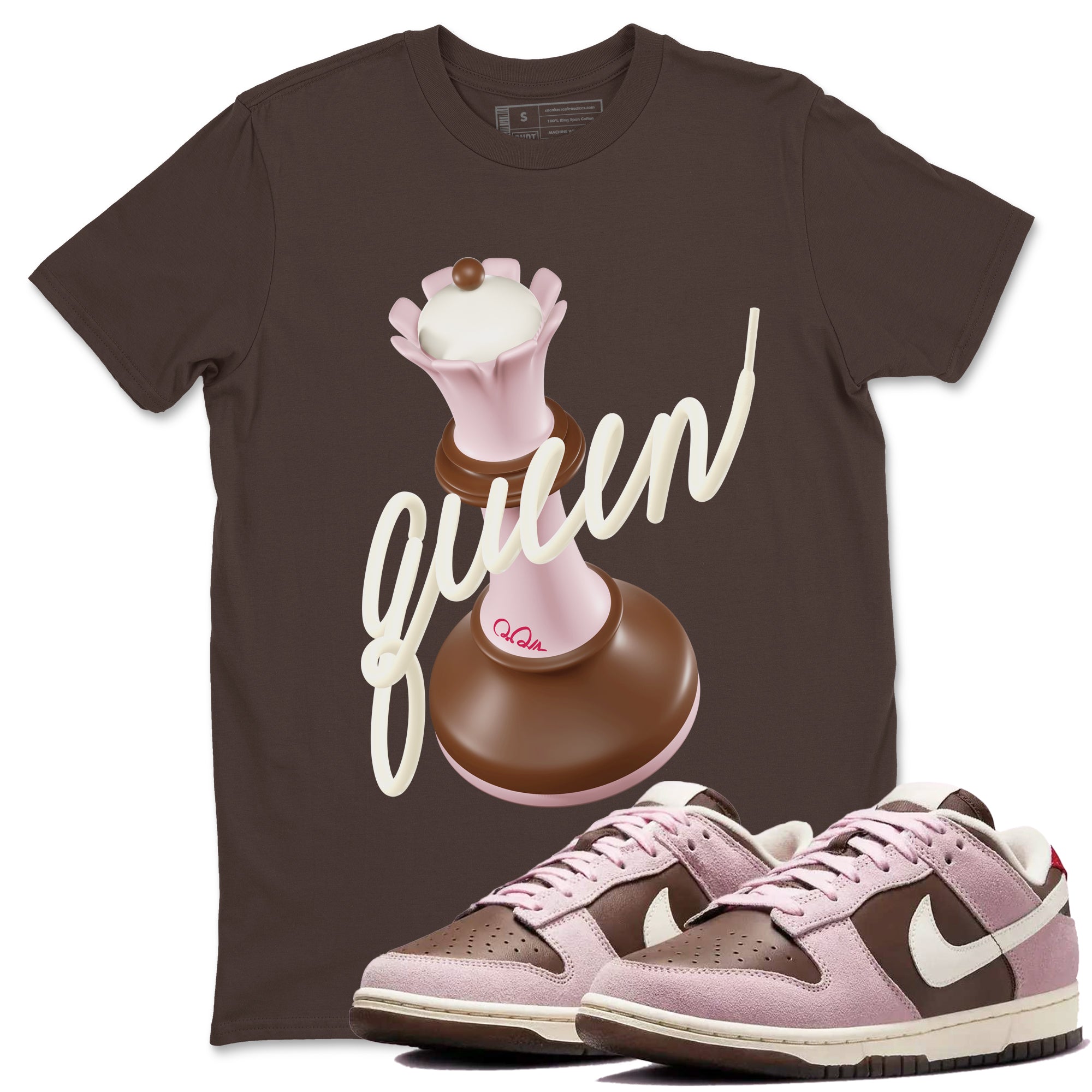 3D Queen snkmatch Tees - Dunk Cacao Wow And Pink Foam
