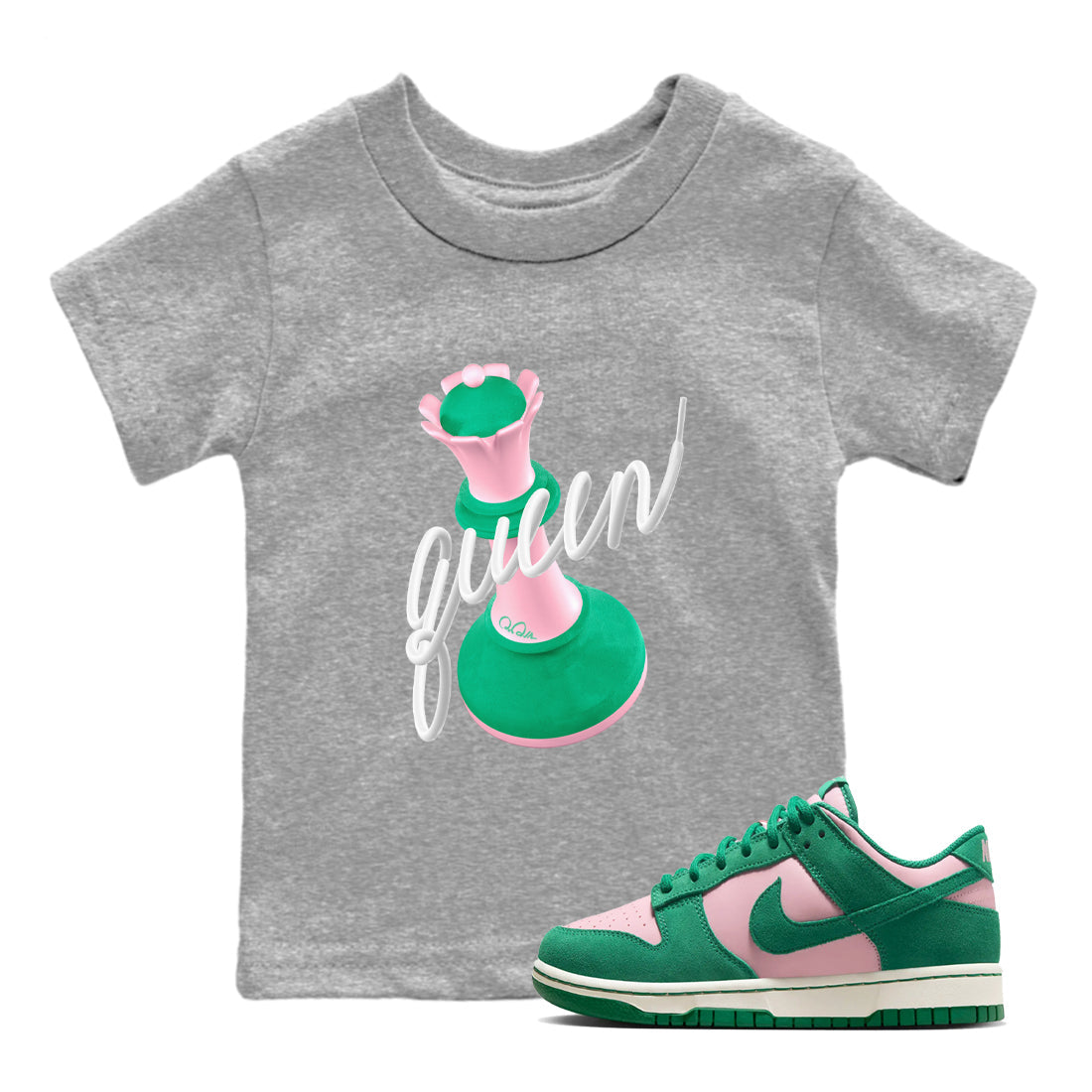 3D Queen snkmatch Tees Kids - Dunk Medium Soft Pink Malachite
