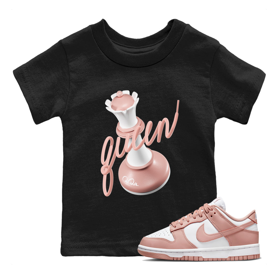 3D Queen snkmatch Tee Kids - Dunk Rose Whisper