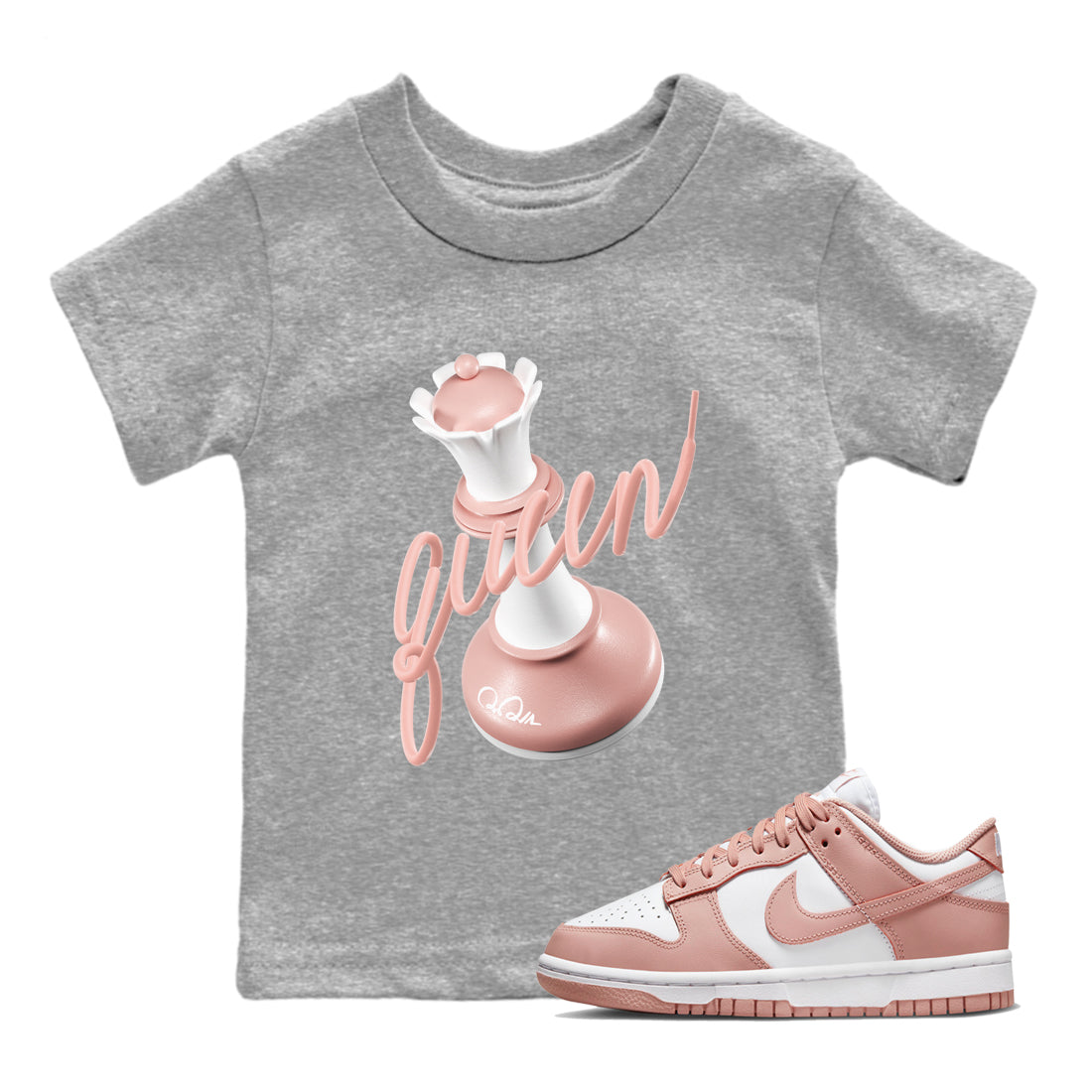 3D Queen snkmatch Tee Kids - Dunk Rose Whisper