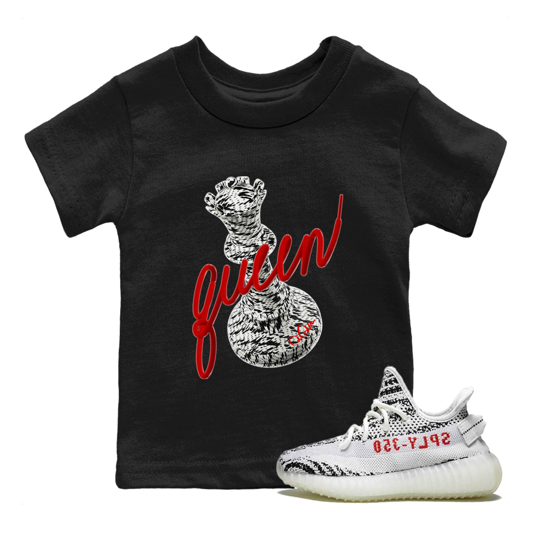 3D Queen Kids Tops - Yeezy 350 Zebra