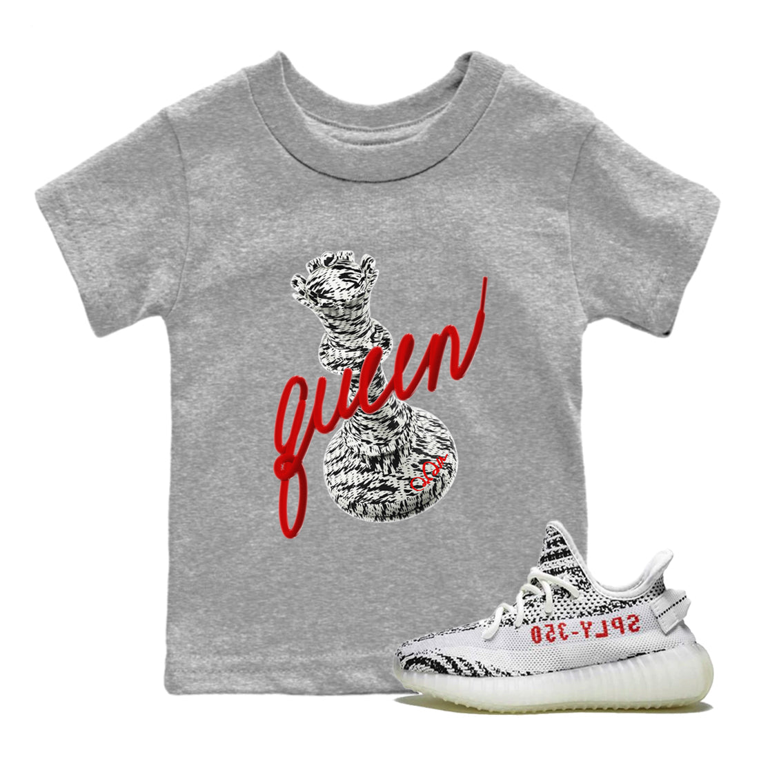 3D Queen Kids Tops - Yeezy 350 Zebra