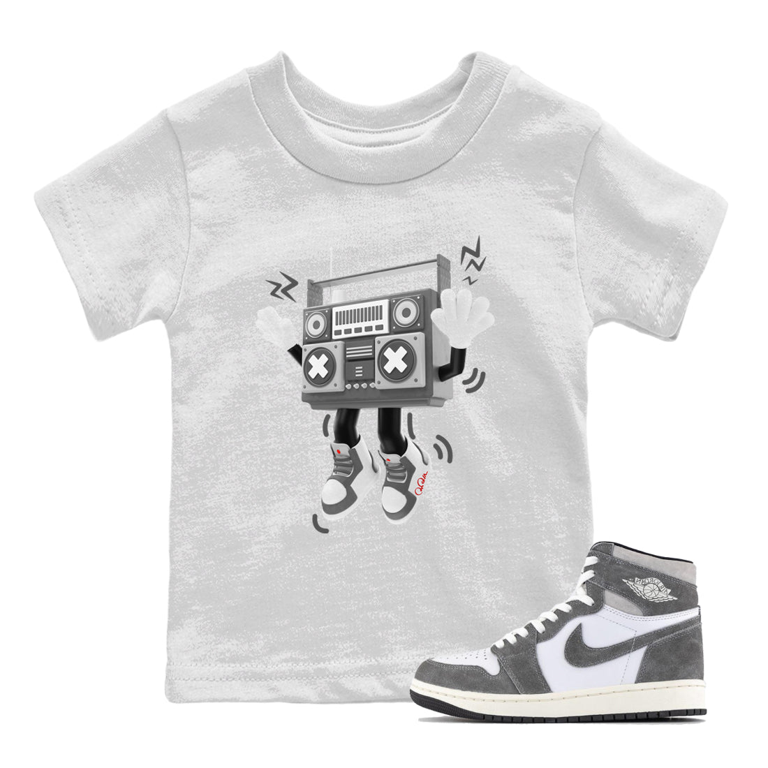 90s Radio Boy Kids Tops - Air Jordan 1 Washed Heritage