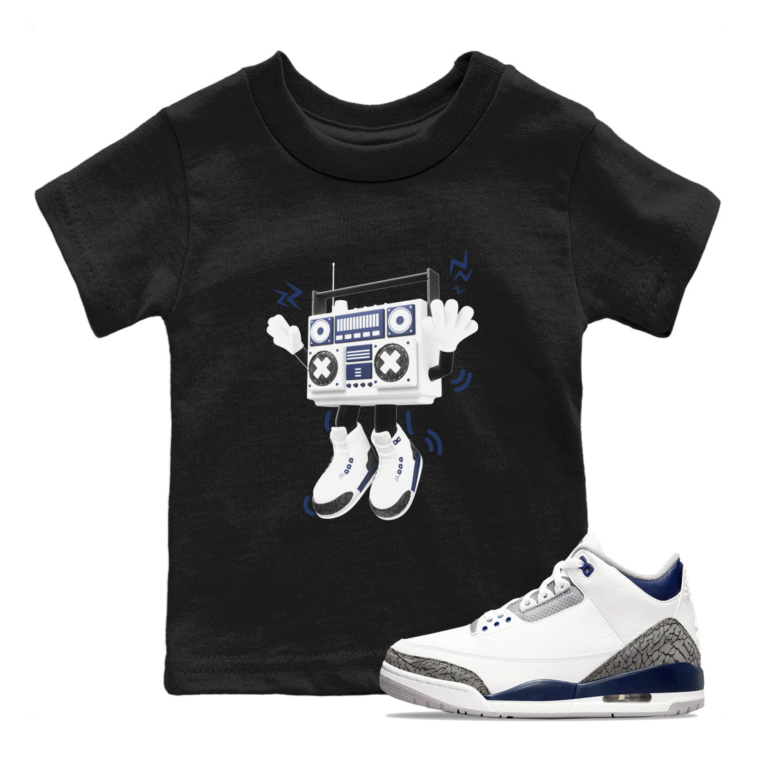 90s Radio Boy snkmatch Tees Kids - Air Jordan 3 Midnight Navy 2023