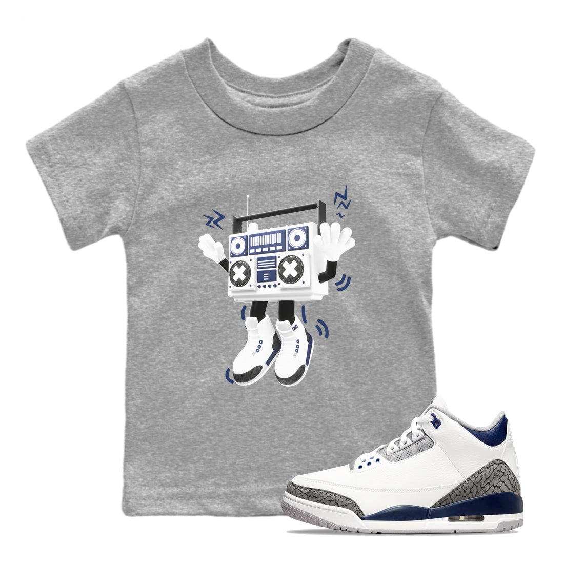 90s Radio Boy snkmatch Tees Kids - Air Jordan 3 Midnight Navy 2023