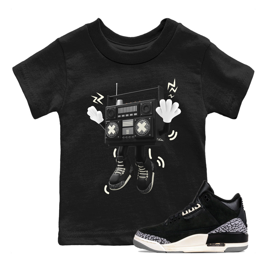 90s Radio Boy snkmatch Tee Kids - Air Jordan 3 Off Noir