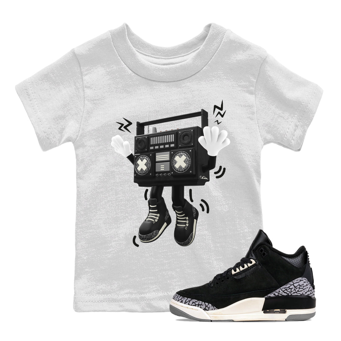 90s Radio Boy snkmatch Tee Kids - Air Jordan 3 Off Noir