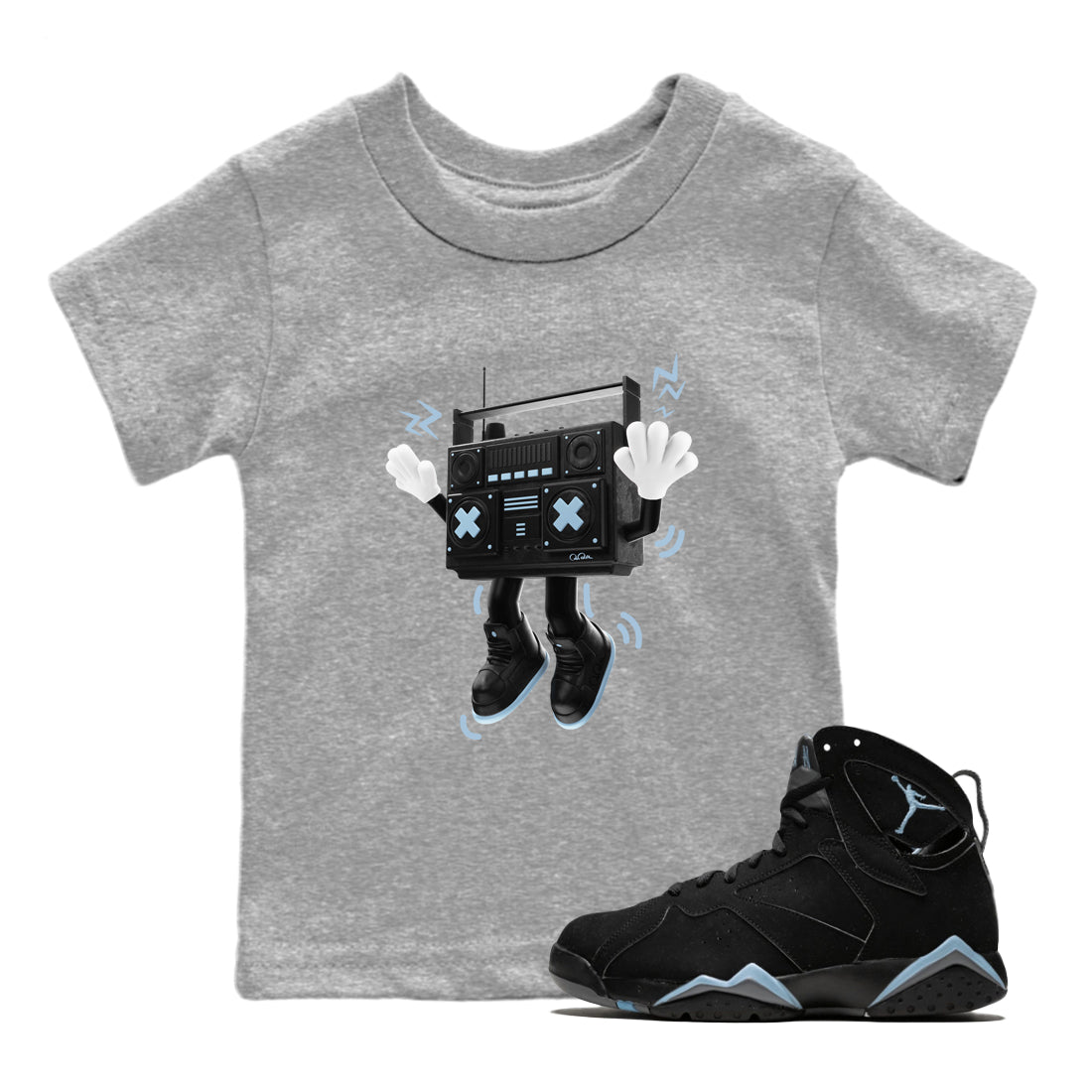 90s Radio Boy Kids Tops - Air Jordan 7 Chambray