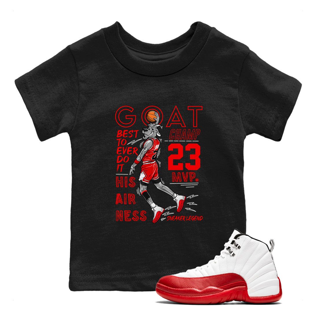 MVP Goat snkmatch Tee Kids - Air Jordan 12 Cherry