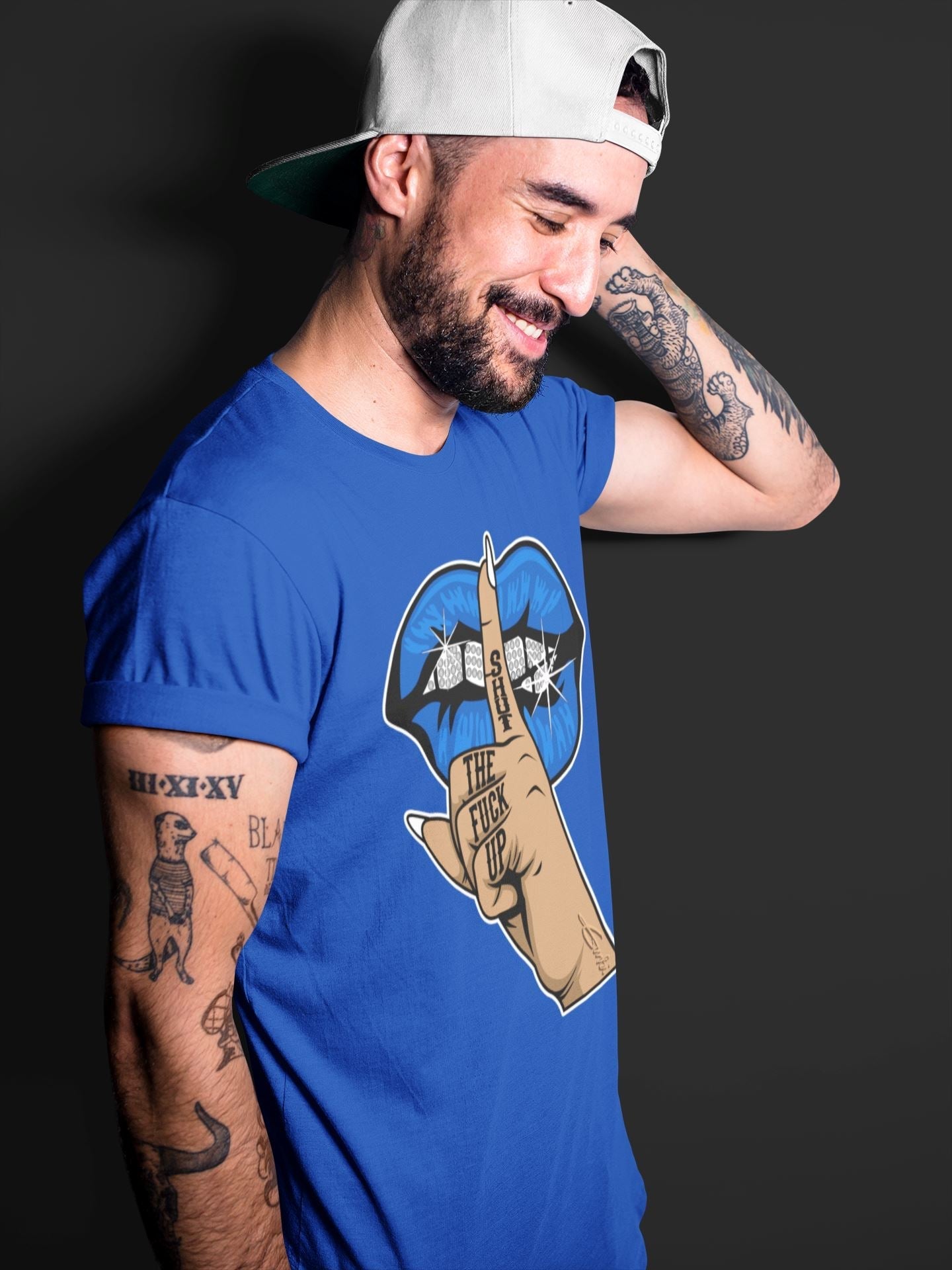 Lips Hand Unisex Tops - Air Jordan 5 Racer Blue
