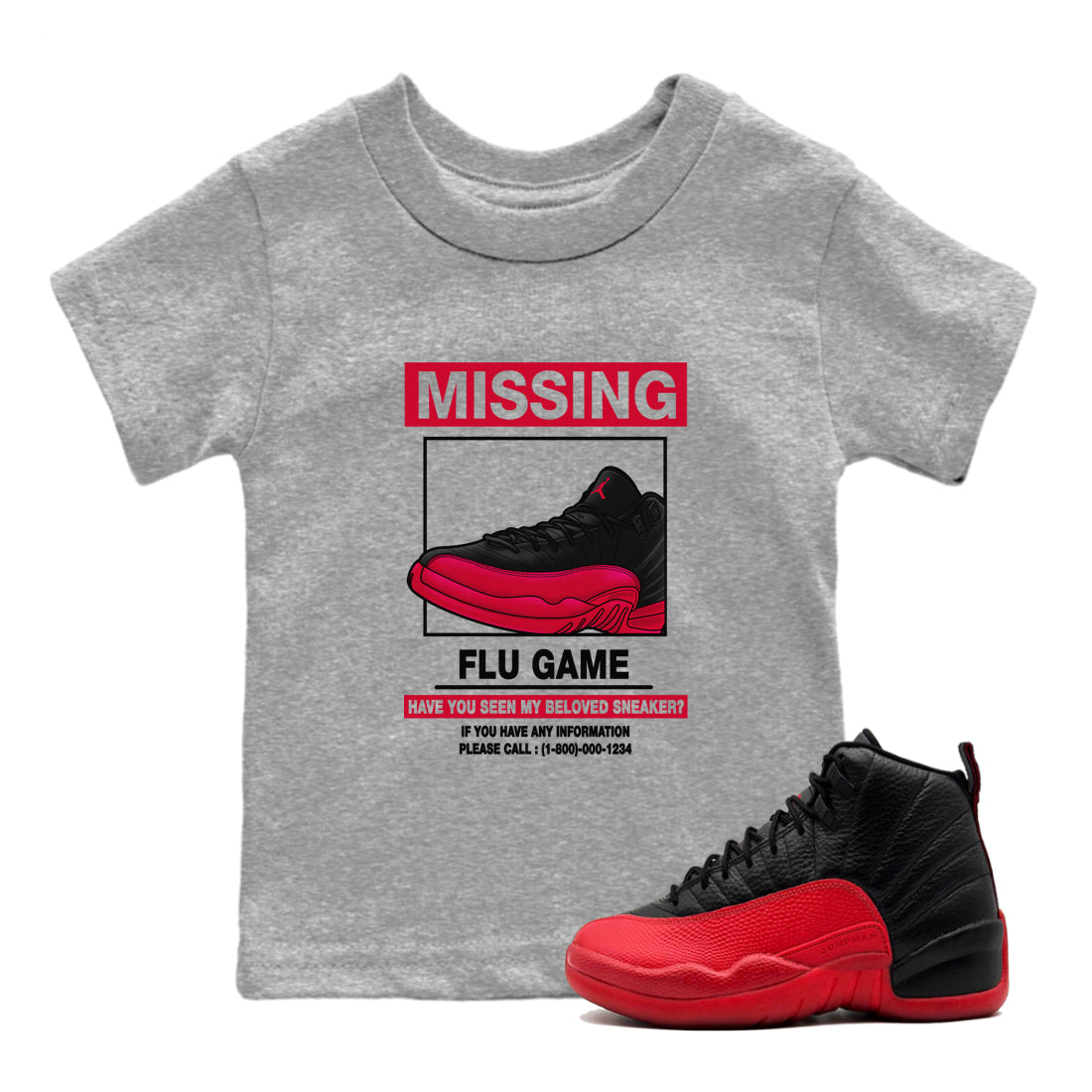 Missing snkmatch snkmatch Tees Kids - Air Jordan 12 Flu Game