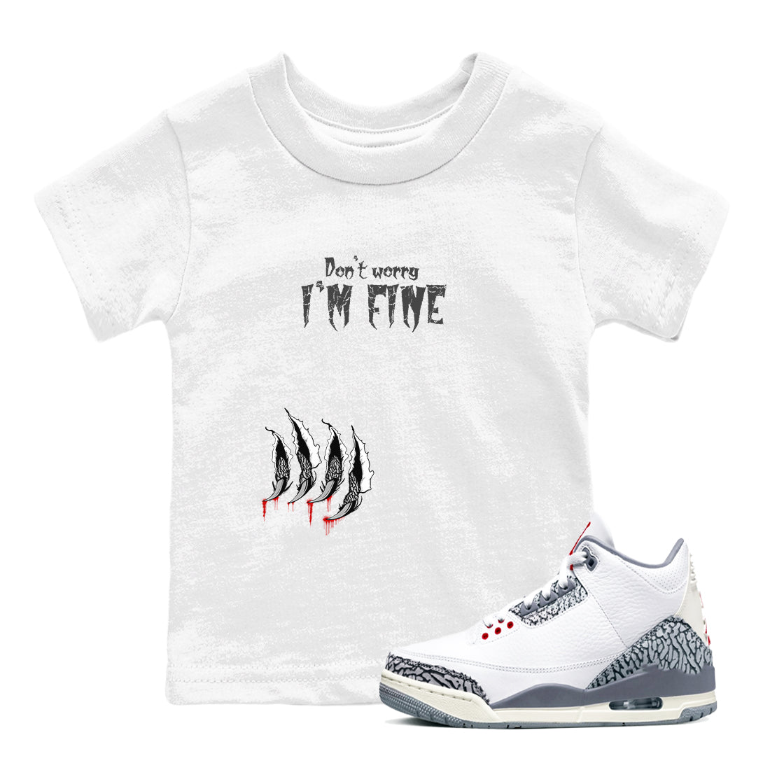 I'm Fine snkmatch Tees Kids - Air Jordan 3 Cement Grey