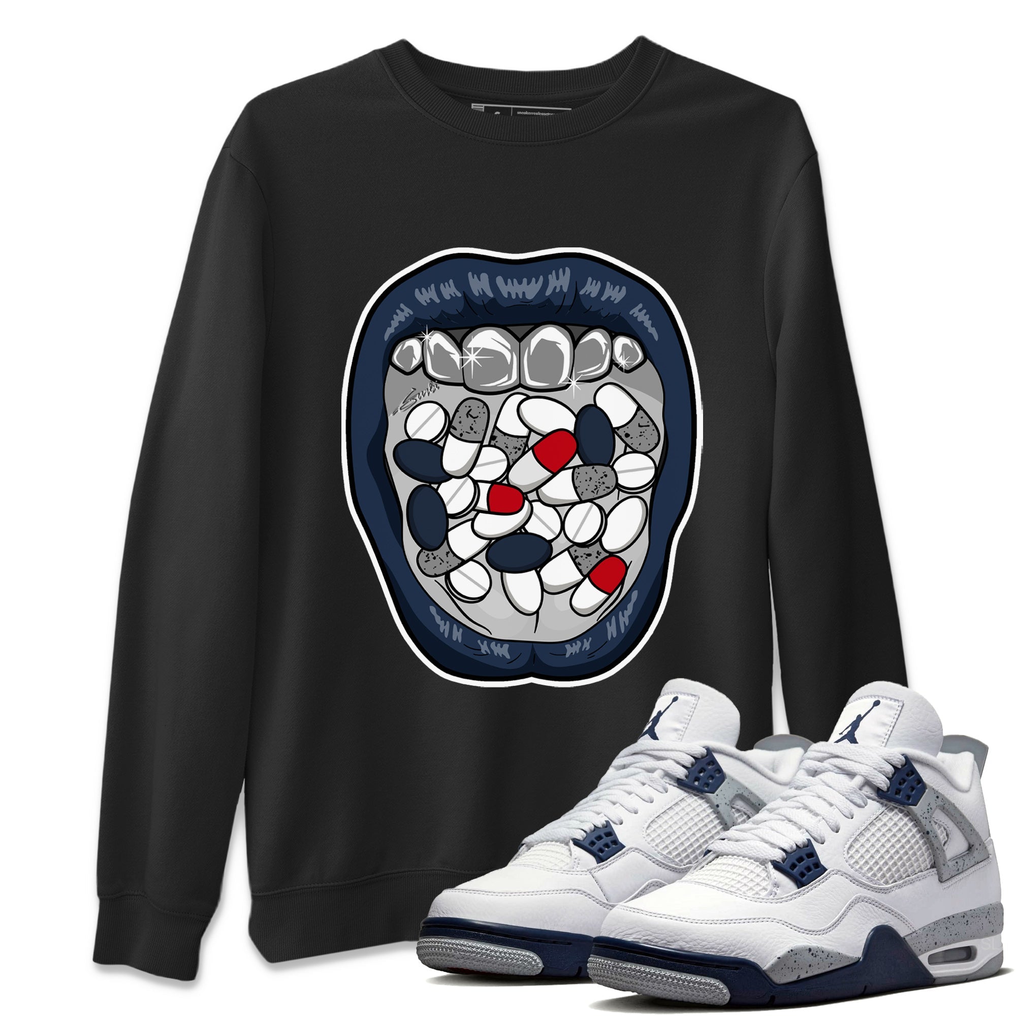 Acid Lips Unisex Tops - Air Jordan 4 Midnight Navy