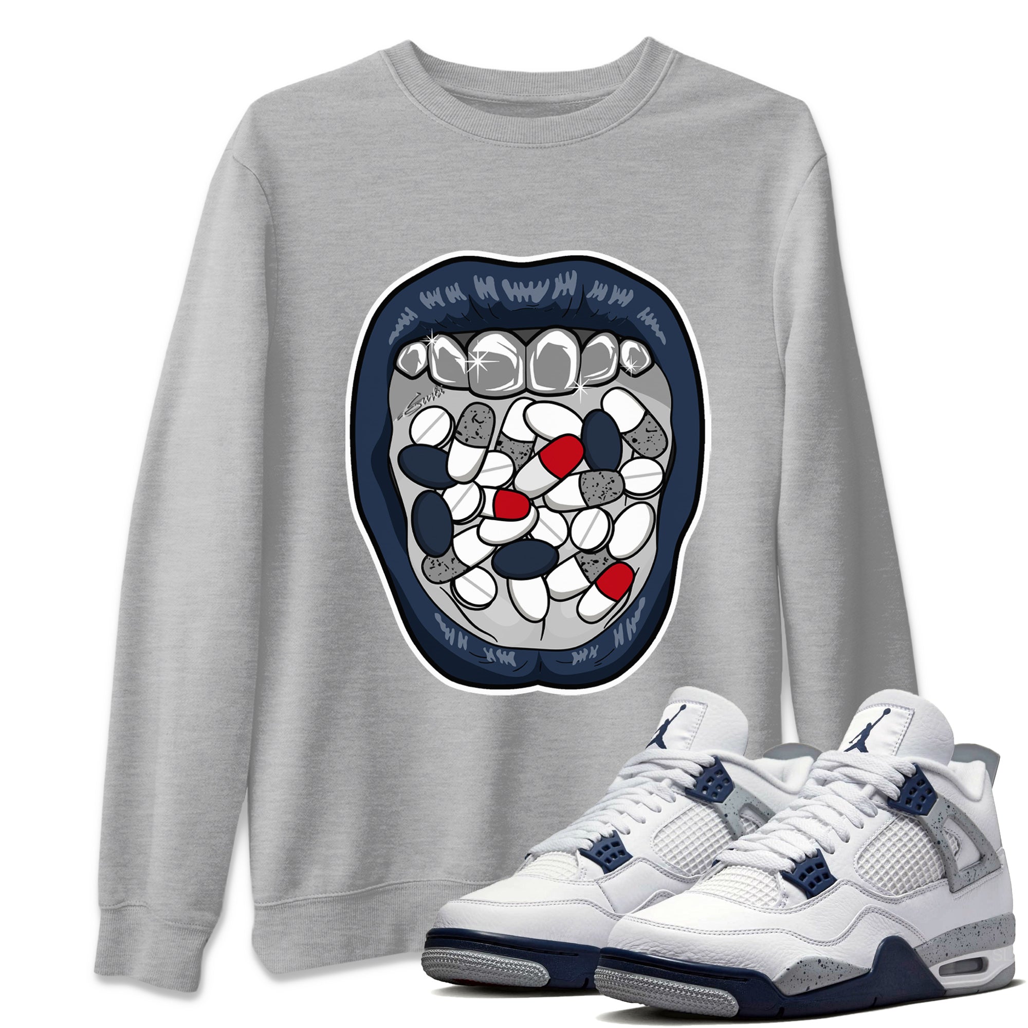 Acid Lips Unisex Tops - Air Jordan 4 Midnight Navy