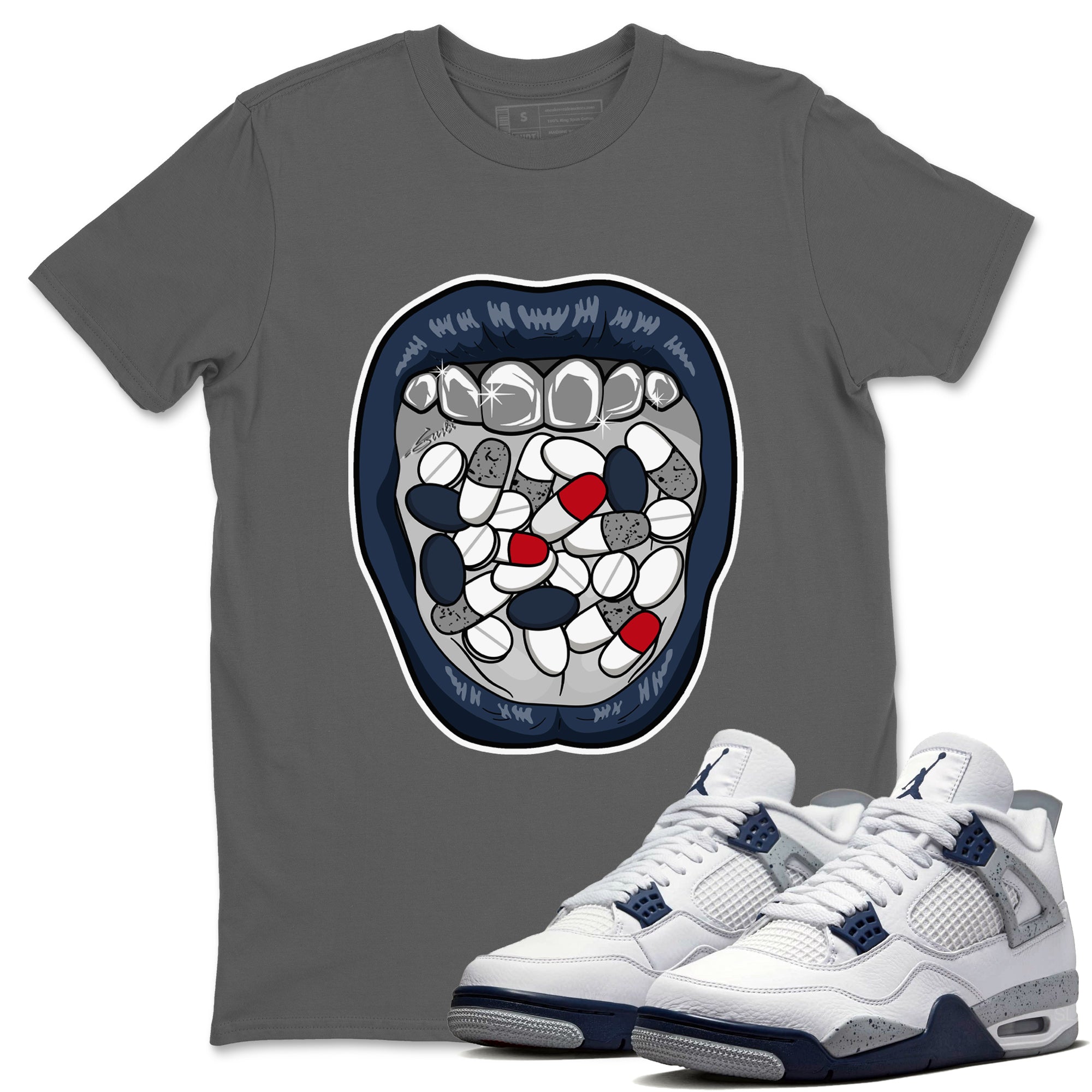 Acid Lips Unisex Tops - Air Jordan 4 Midnight Navy