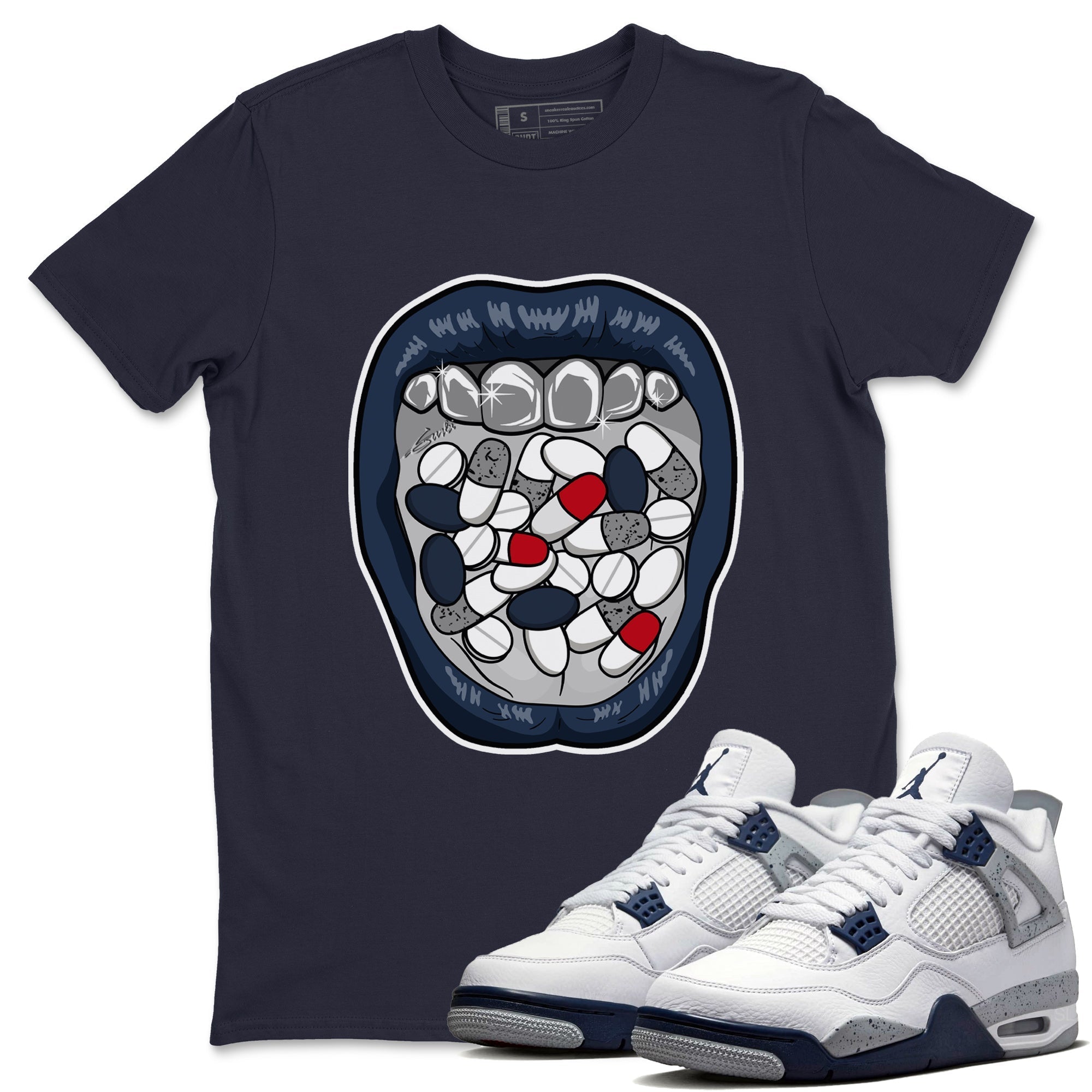 Acid Lips Unisex Tops - Air Jordan 4 Midnight Navy