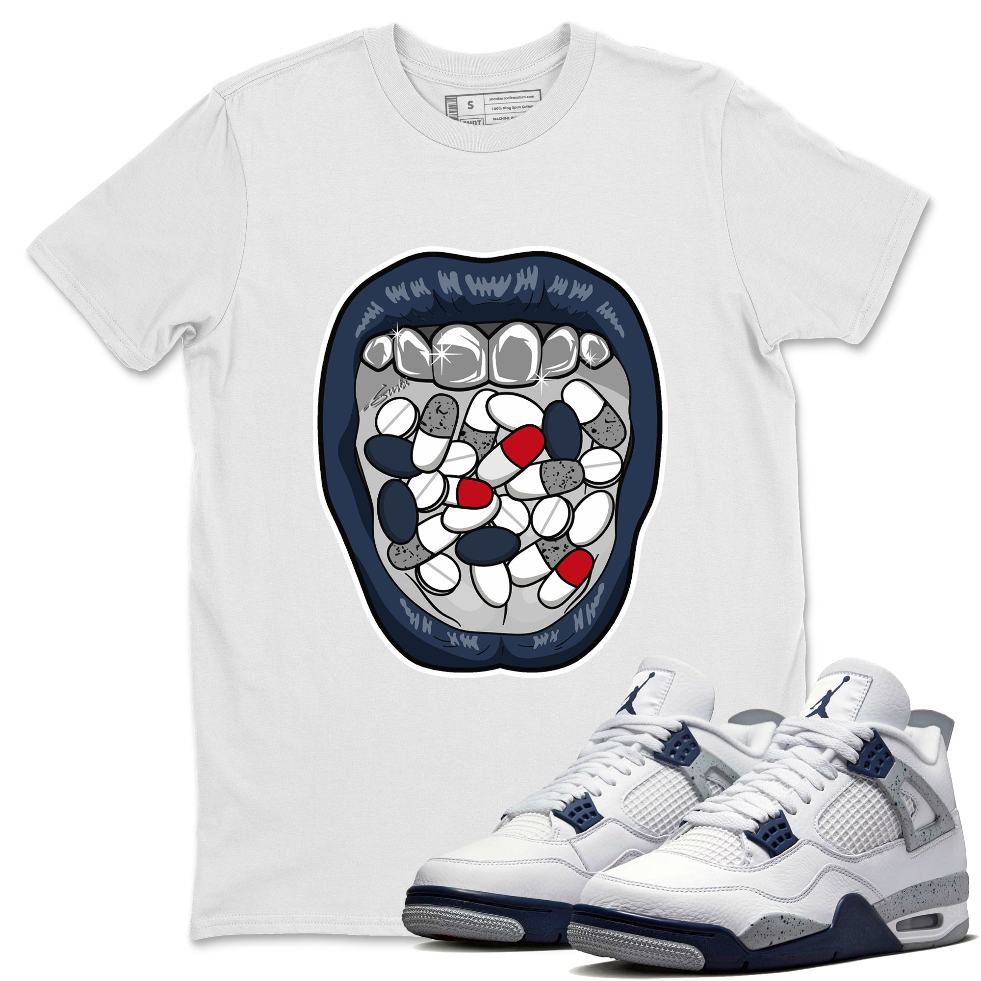 Acid Lips Unisex Tops - Air Jordan 4 Midnight Navy