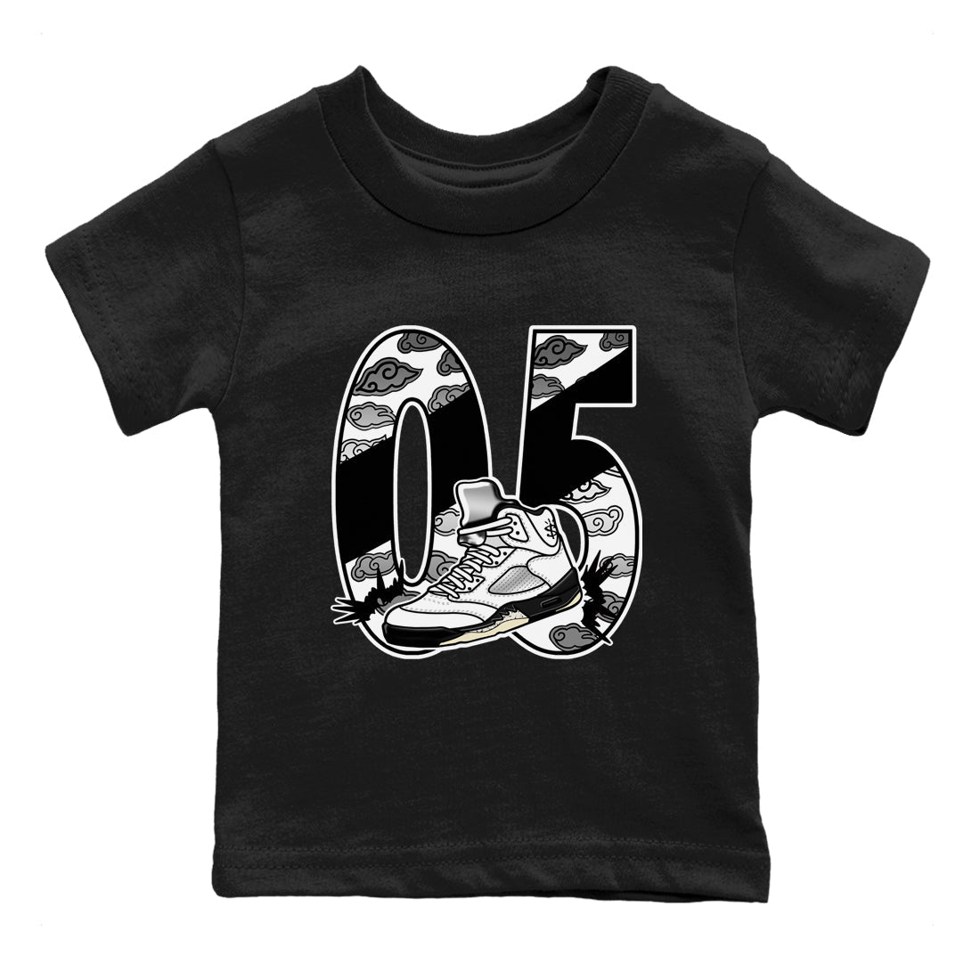 Aggressive Dribble SNRT Sneaker Tees Kids - Air Jordan 5 White Black