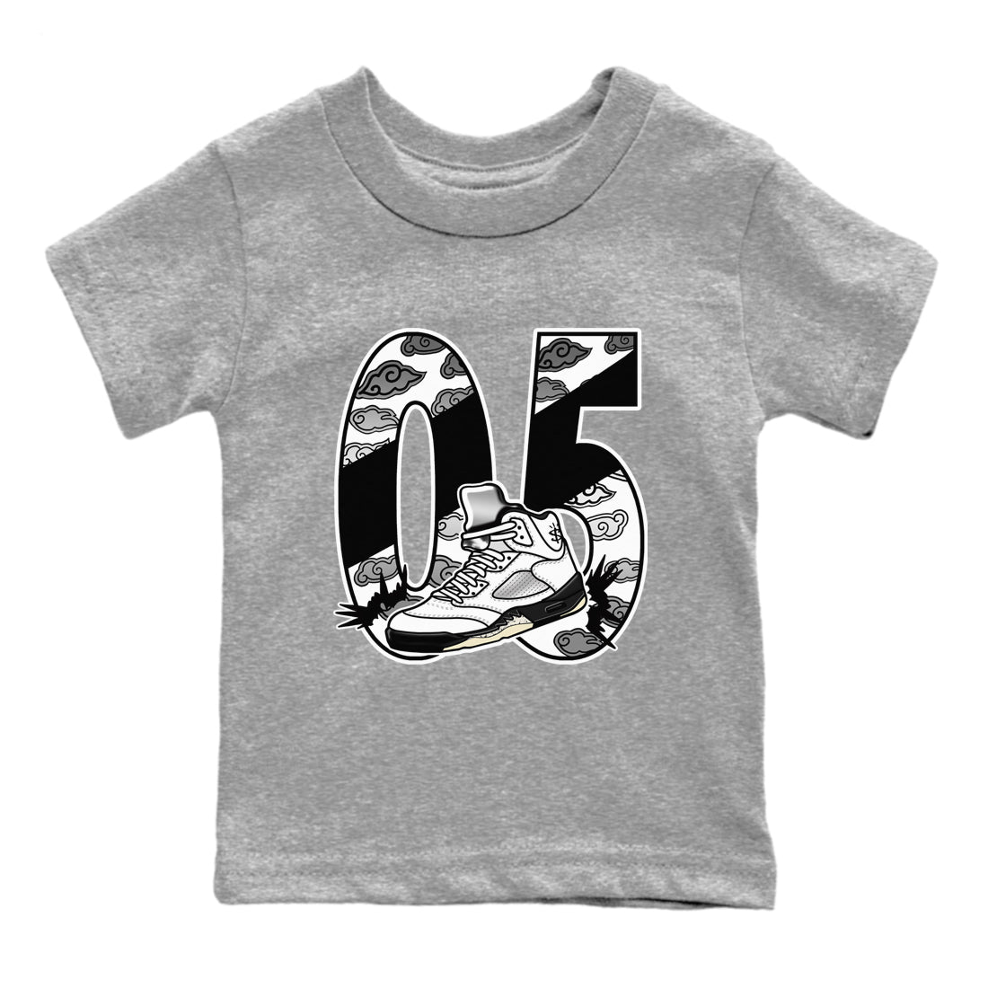 Aggressive Dribble SNRT Sneaker Tees Kids - Air Jordan 5 White Black
