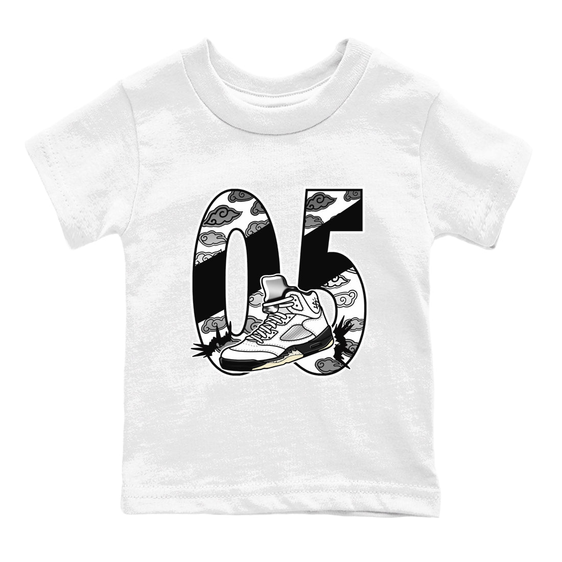 Aggressive Dribble SNRT Sneaker Tees Kids - Air Jordan 5 White Black