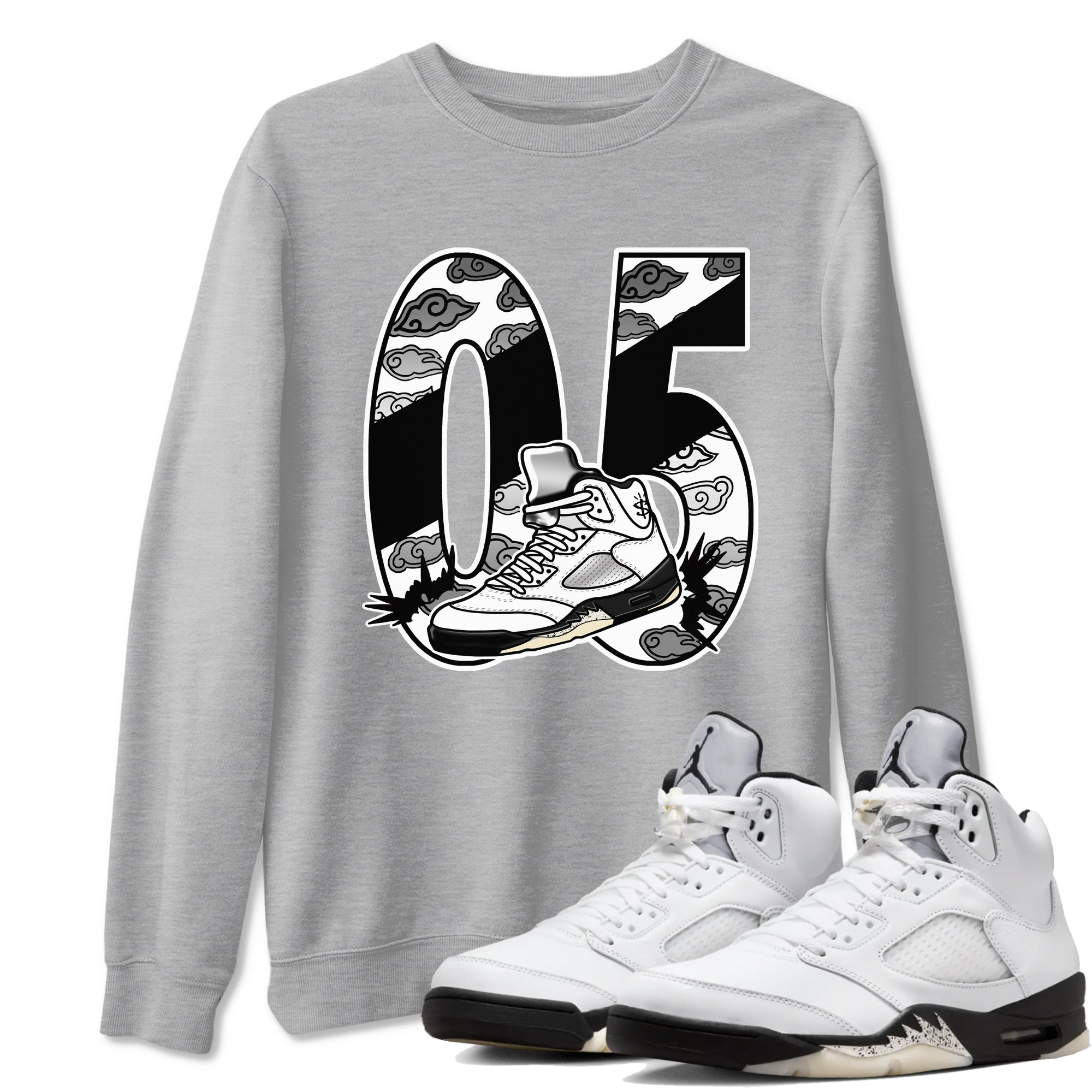 Aggressive Dribble snkmatch Tees - Air Jordan 5 White Black